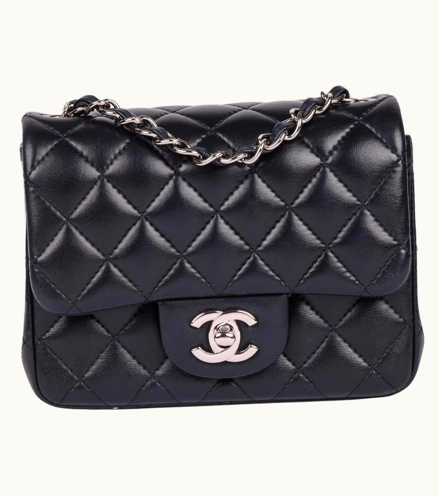 Chanel Chanel Navy Quilted Lambskin Square Mini Flap Bag