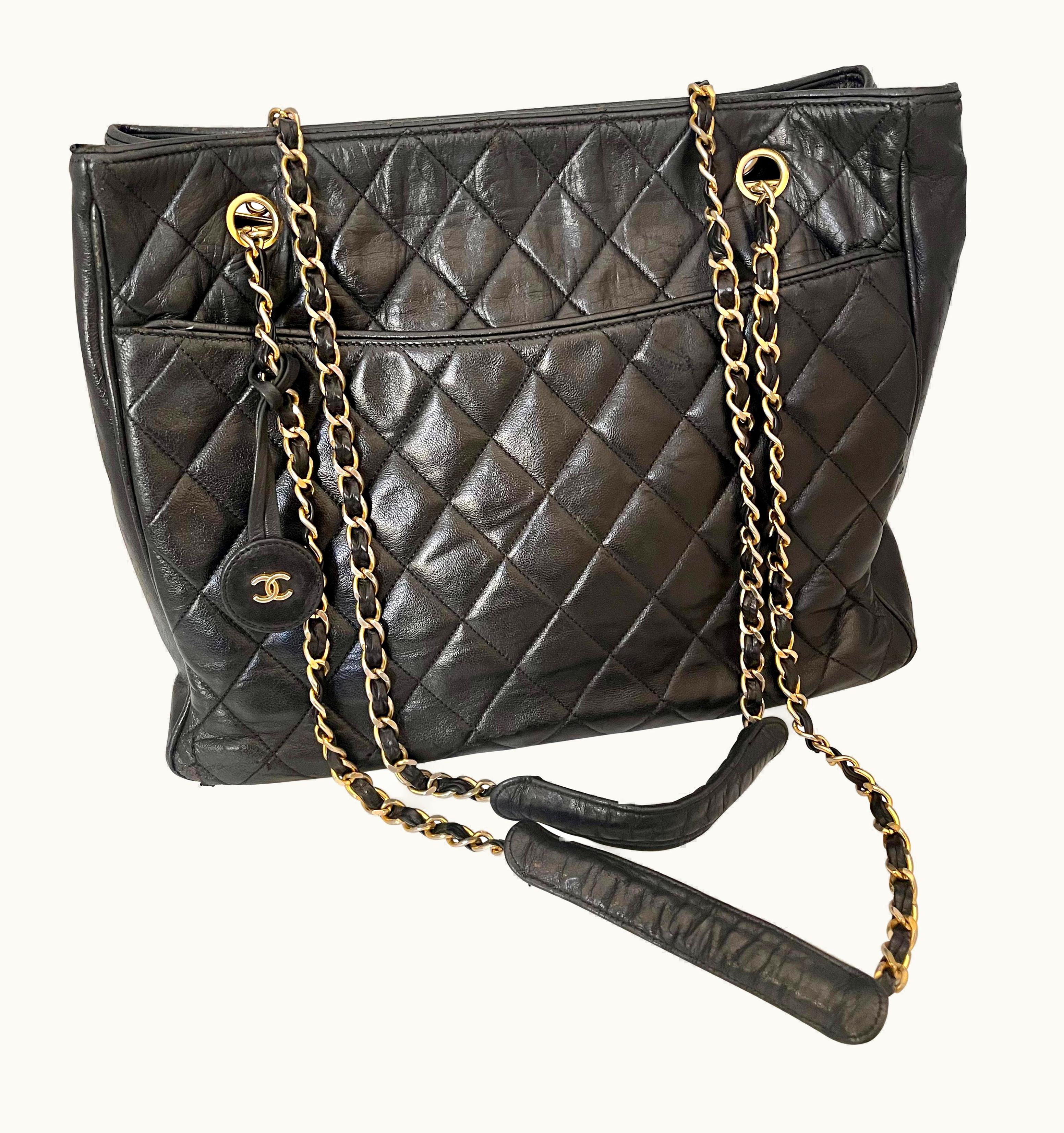 Chanel Chanel Quilted Black Caviar Skin Grand Shopper Chain Tote, Golden Hardware UZ0593991