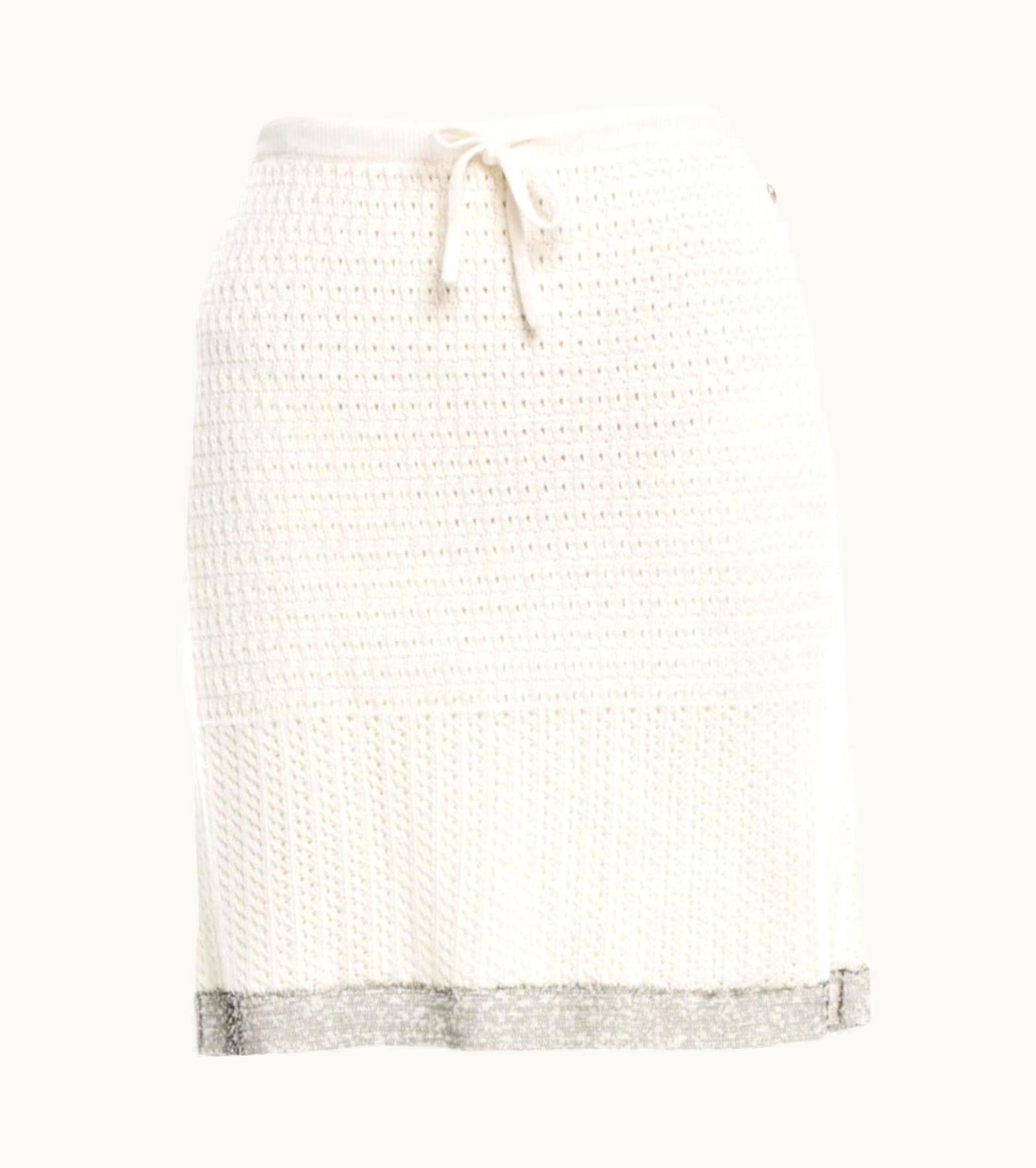 Chanel Unworn Chanel Signature Drawstring Crochet Knit Skirt