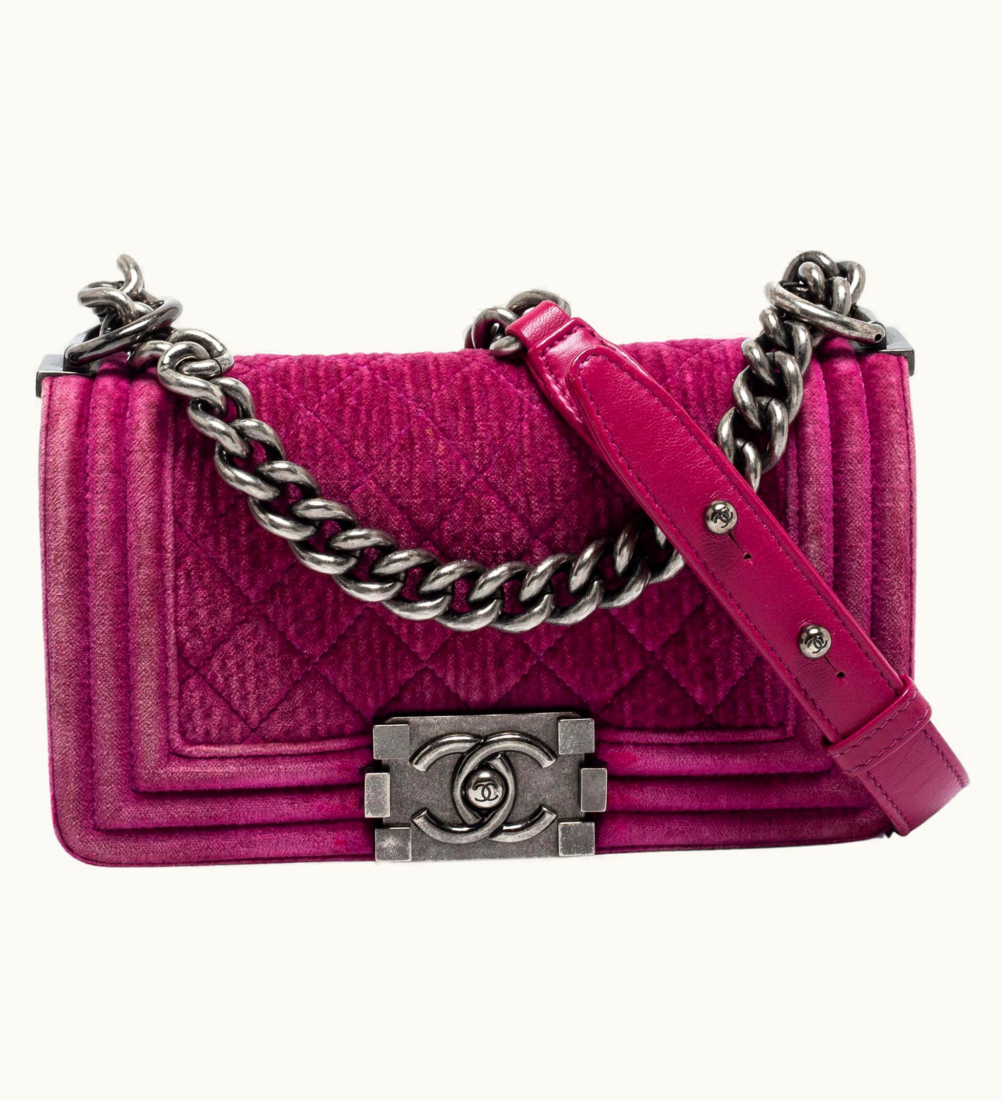 Chanel Chanel Pink Quilted Velvet Small Boy Flap Bag