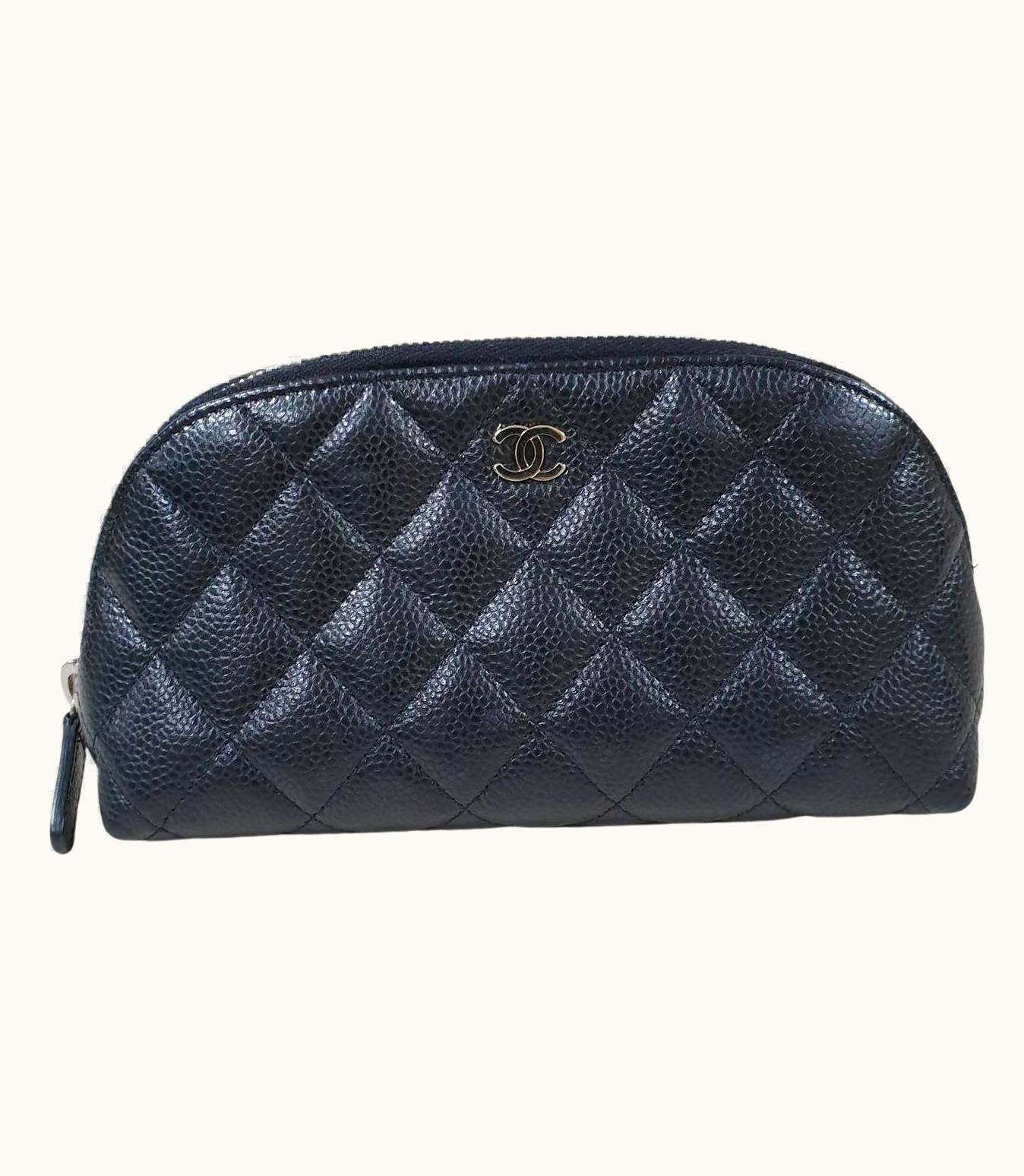 Chanel Chanel Black Caviar Leather Cosmetic Toiletry Case Bag