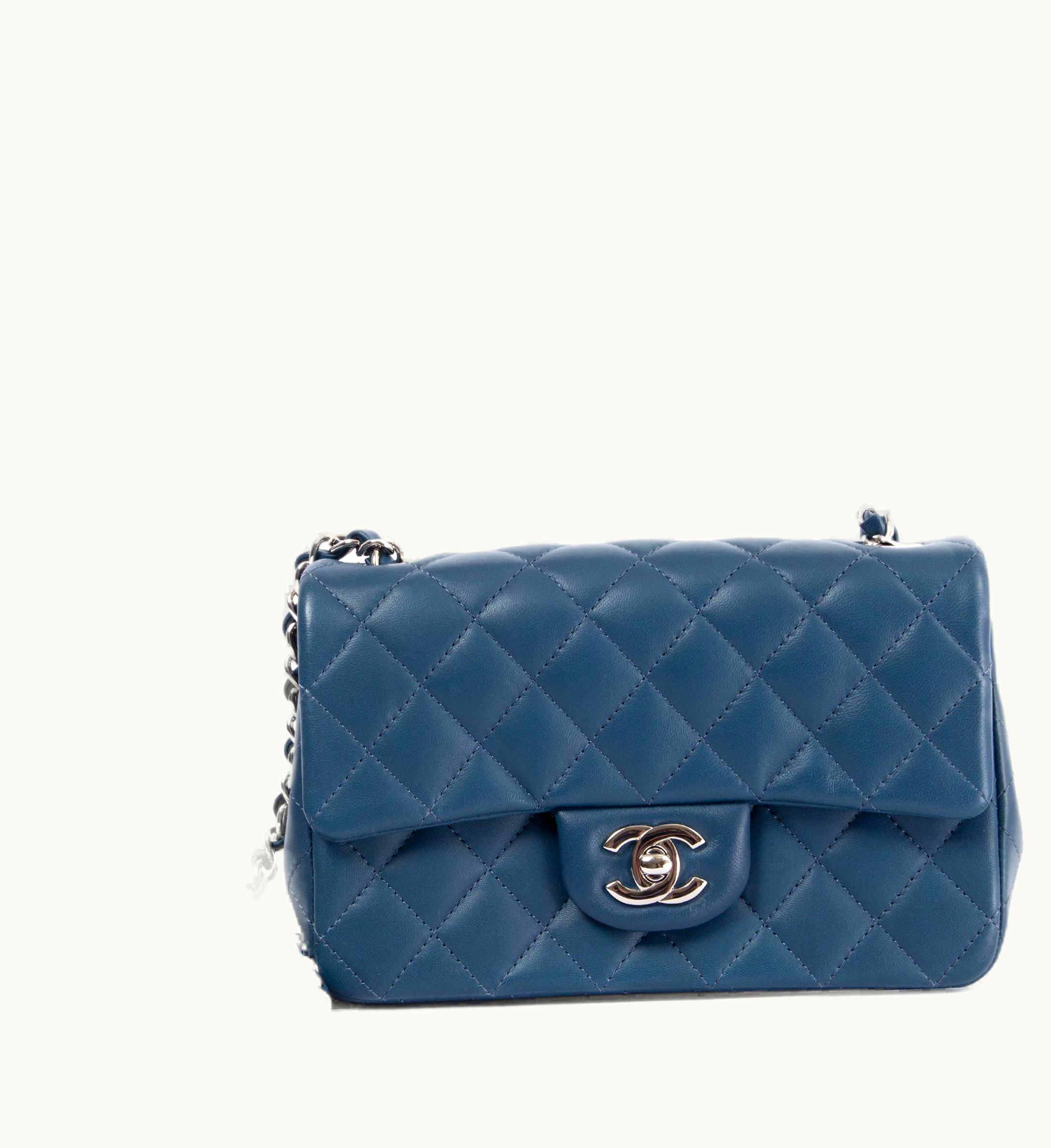 Chanel Chanel Dark Blue Leather Classic Mini Flap Shoulder Bag