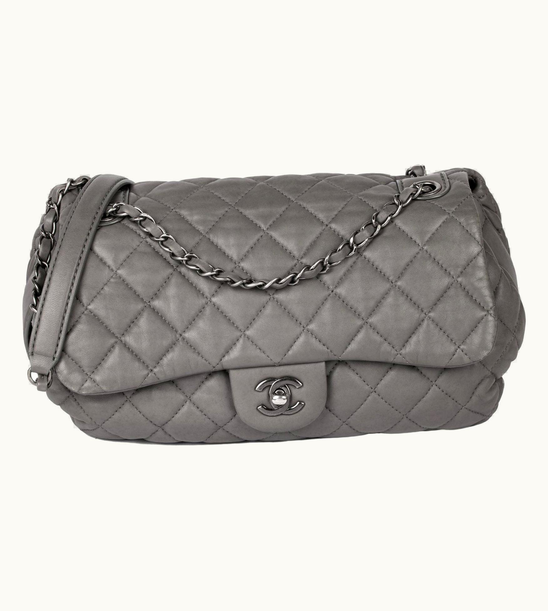 Chanel Chanel Grey Quilted Lambskin Classic Single Flap Bag