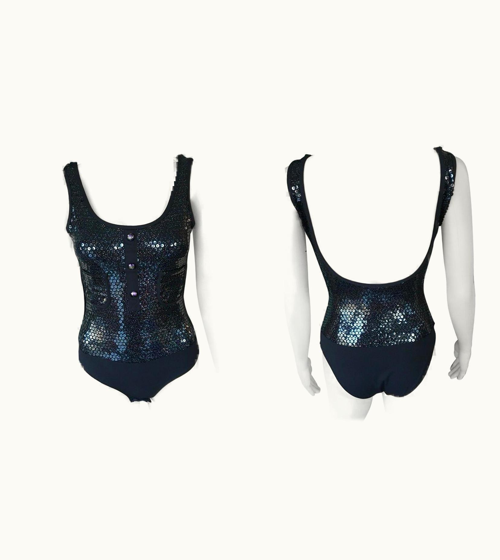 Chanel Chanel Cruise 2016 Runway Sequin Embellished Swimsuit Bodysuit UZ0594028
