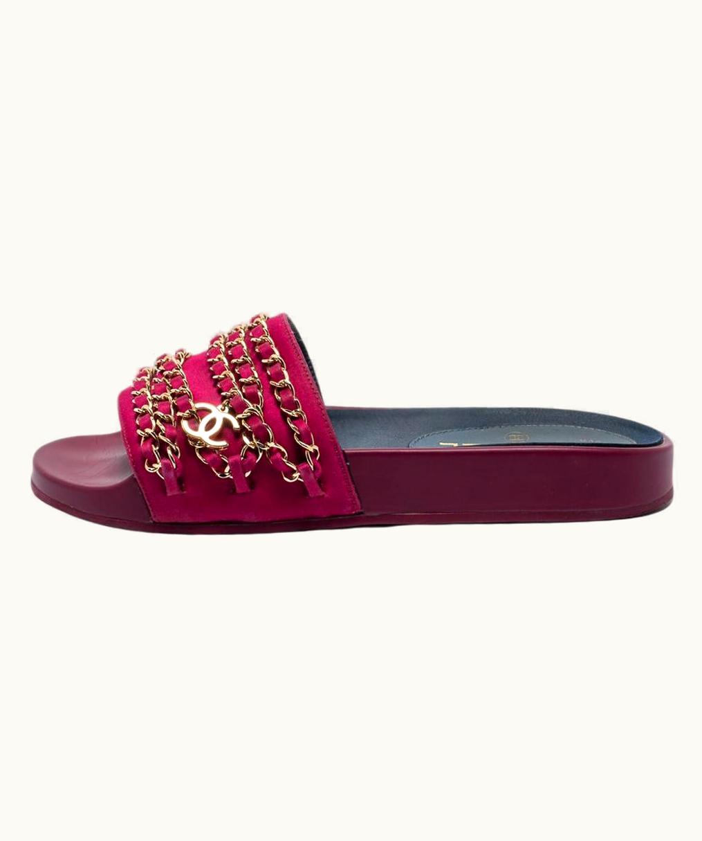 Chanel Chanel Burgundy Satin Tropiconic Flats