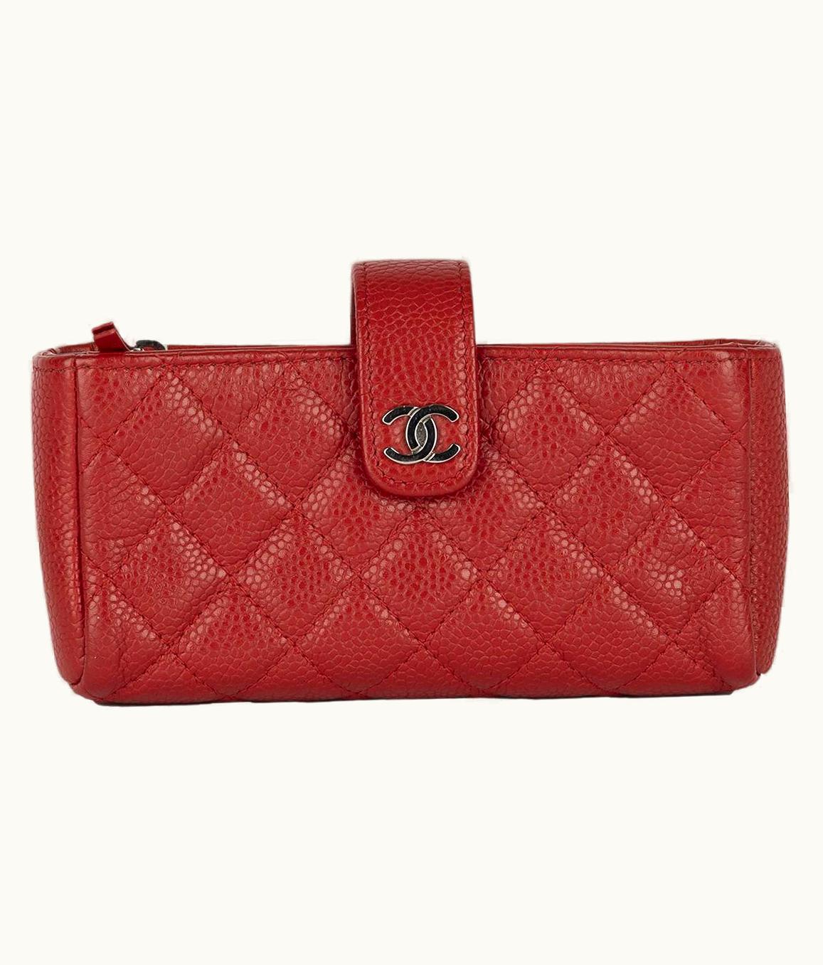 Chanel Chanel Quilted Caviar Mini Phone Holder Clutch - '10s