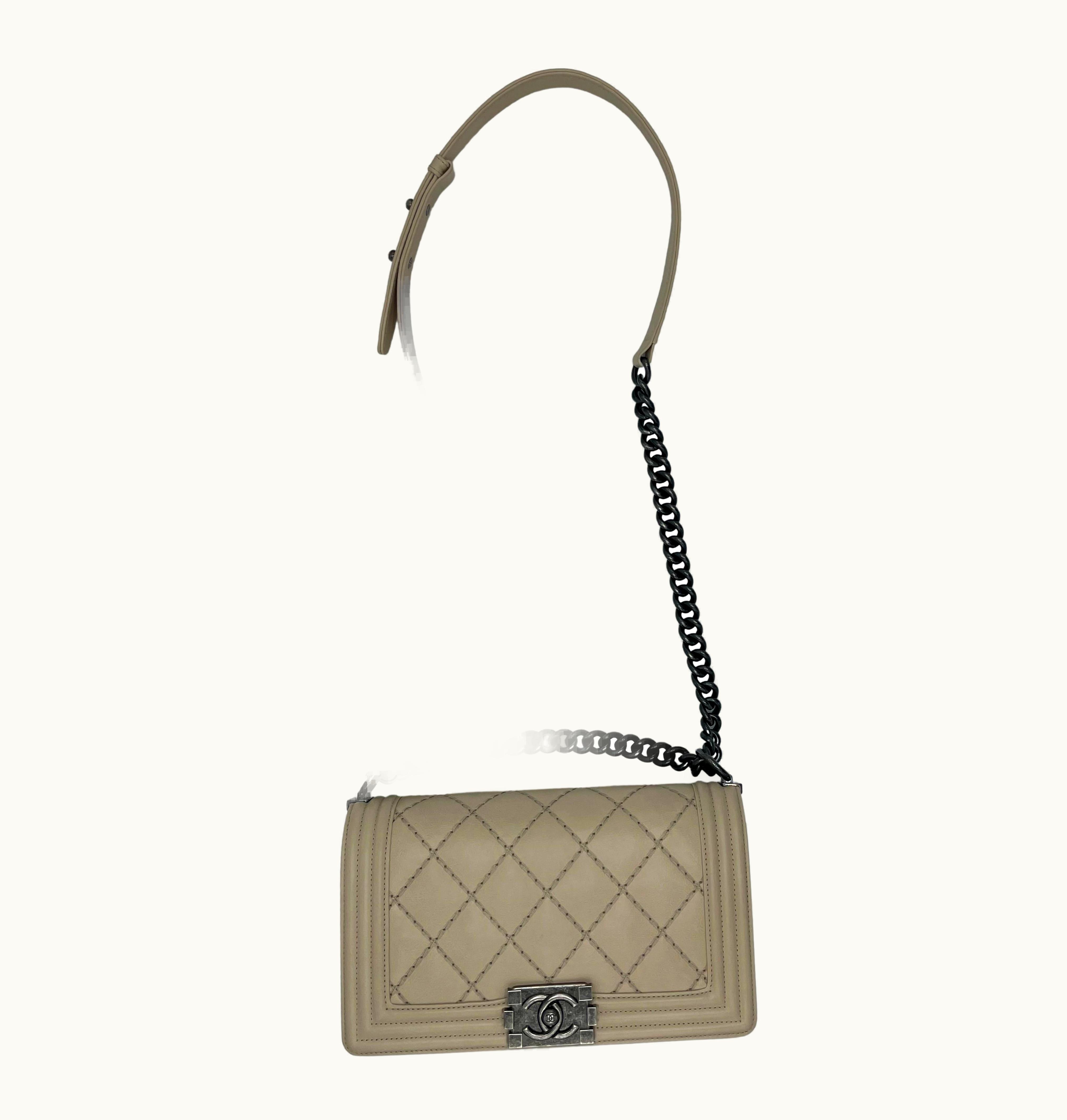 Chanel Chanel Beige Boy Flap Bag Quilted Calfskin Medium