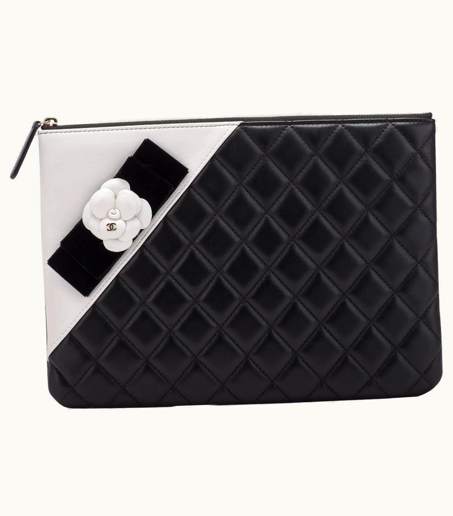 Chanel Chanel Black And White Camellia Clutch Bag