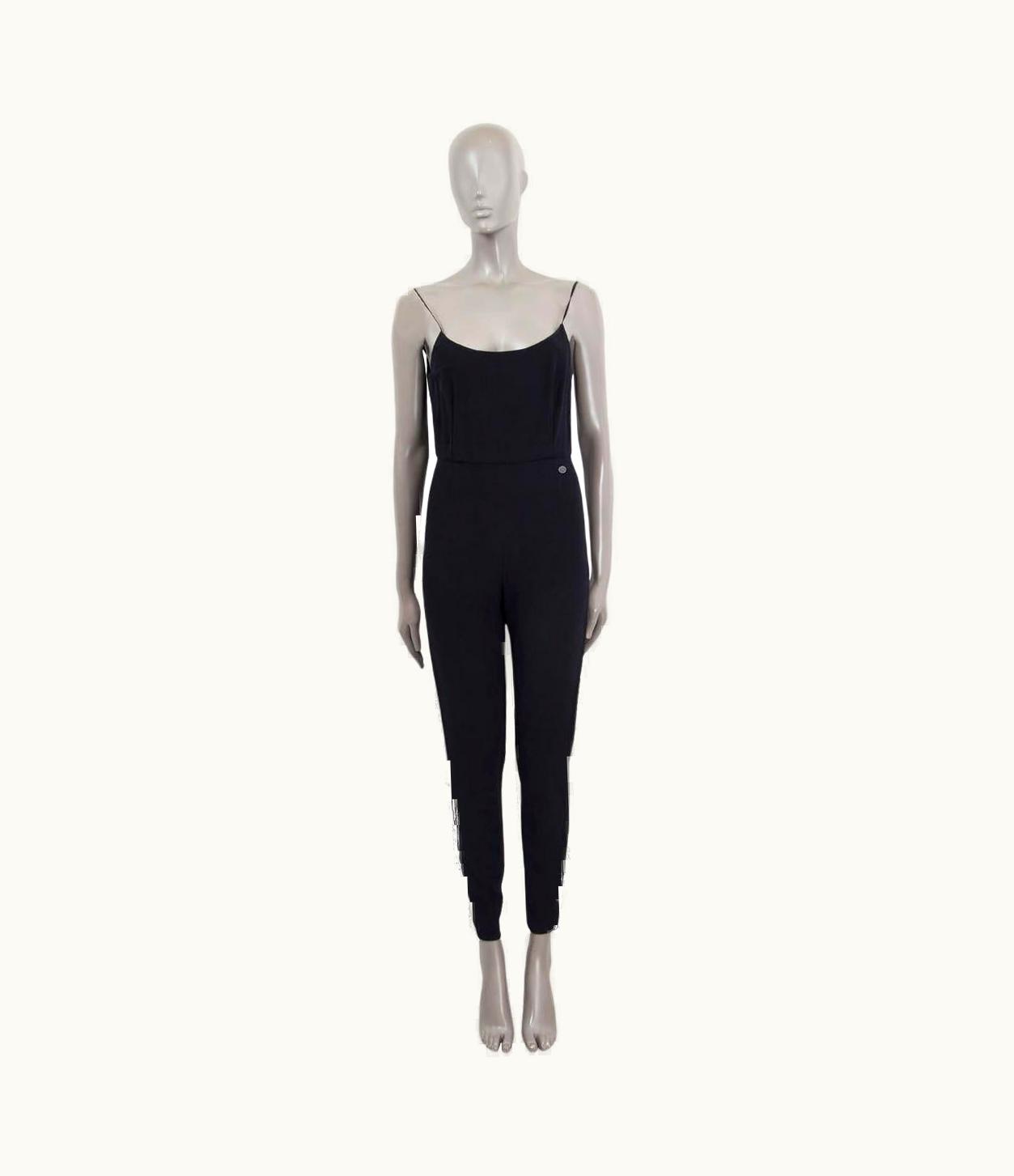 Chanel Chanel Black Viscose 2019 19s Sleeveless Crepe Jumpsuit