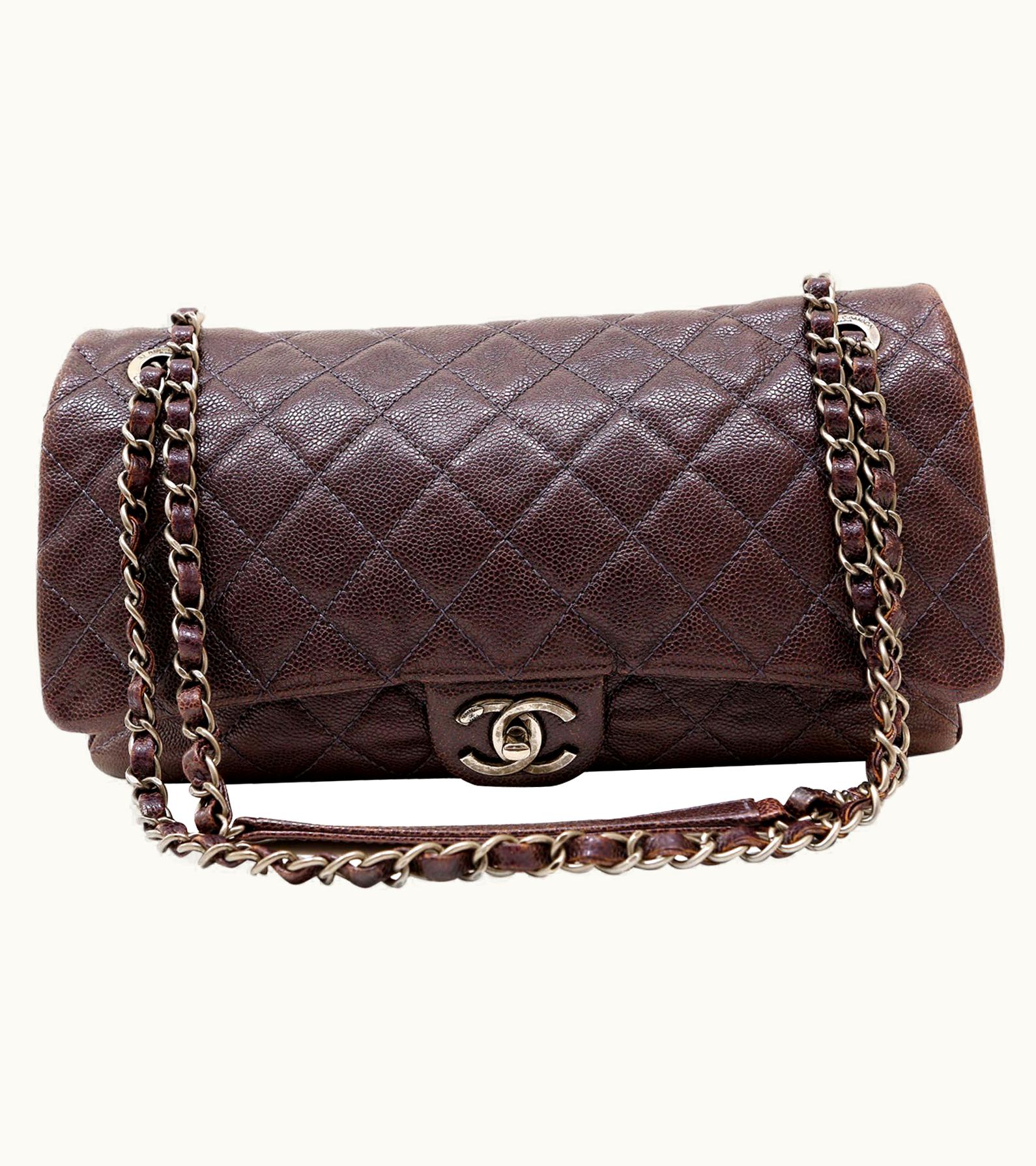 Chanel Chanel Purple Caviar Leather Easy Zip Flap Bag