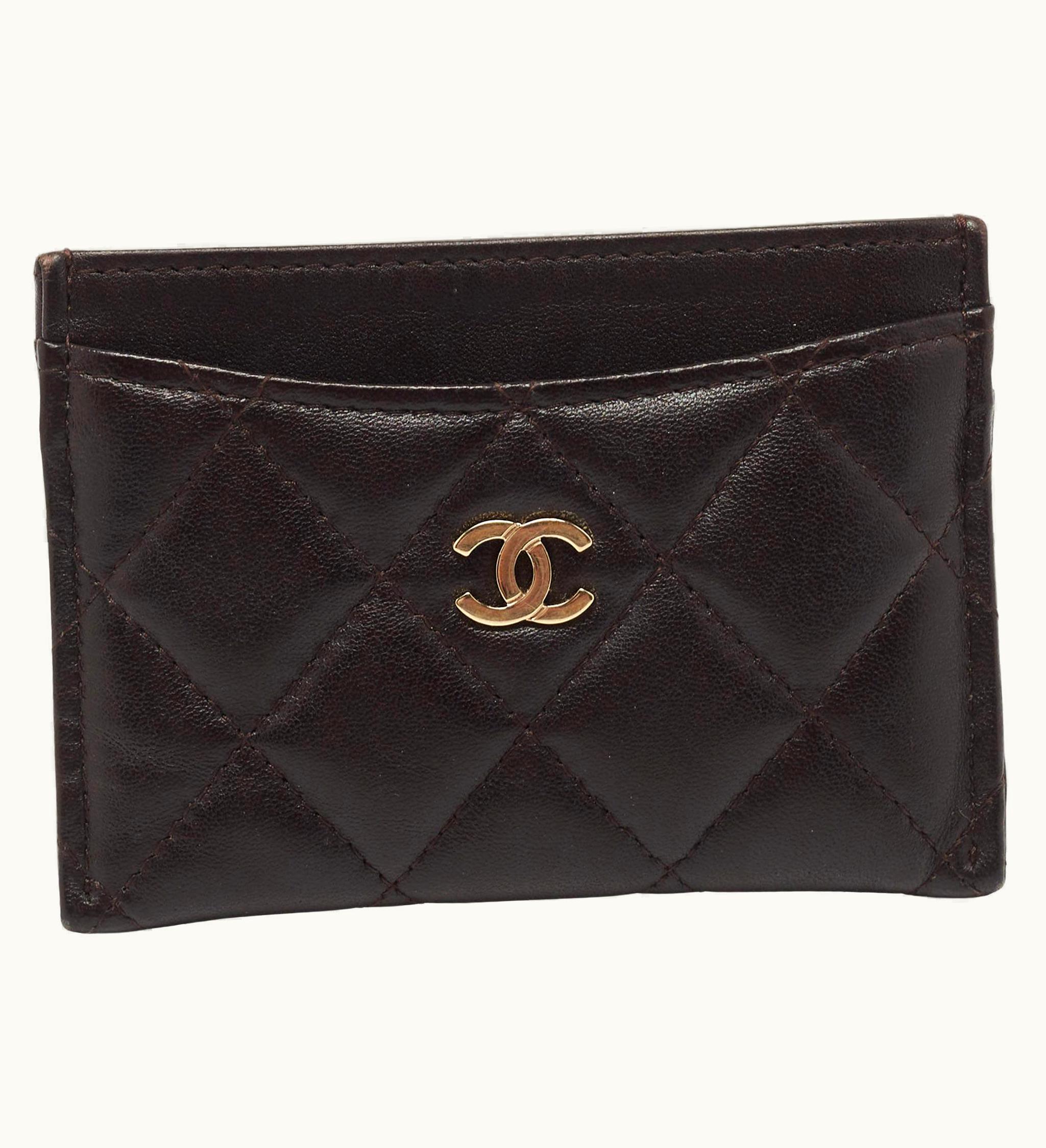 Chanel Chanel Brown Quilted Lambskin Leather Classic Card Holder