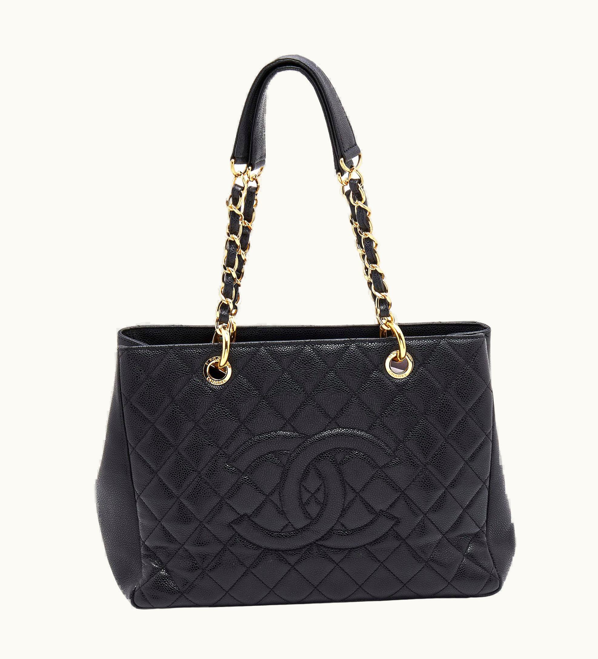 Chanel Chanel Black Quilted Caviar Leather Gst Shopper Tote