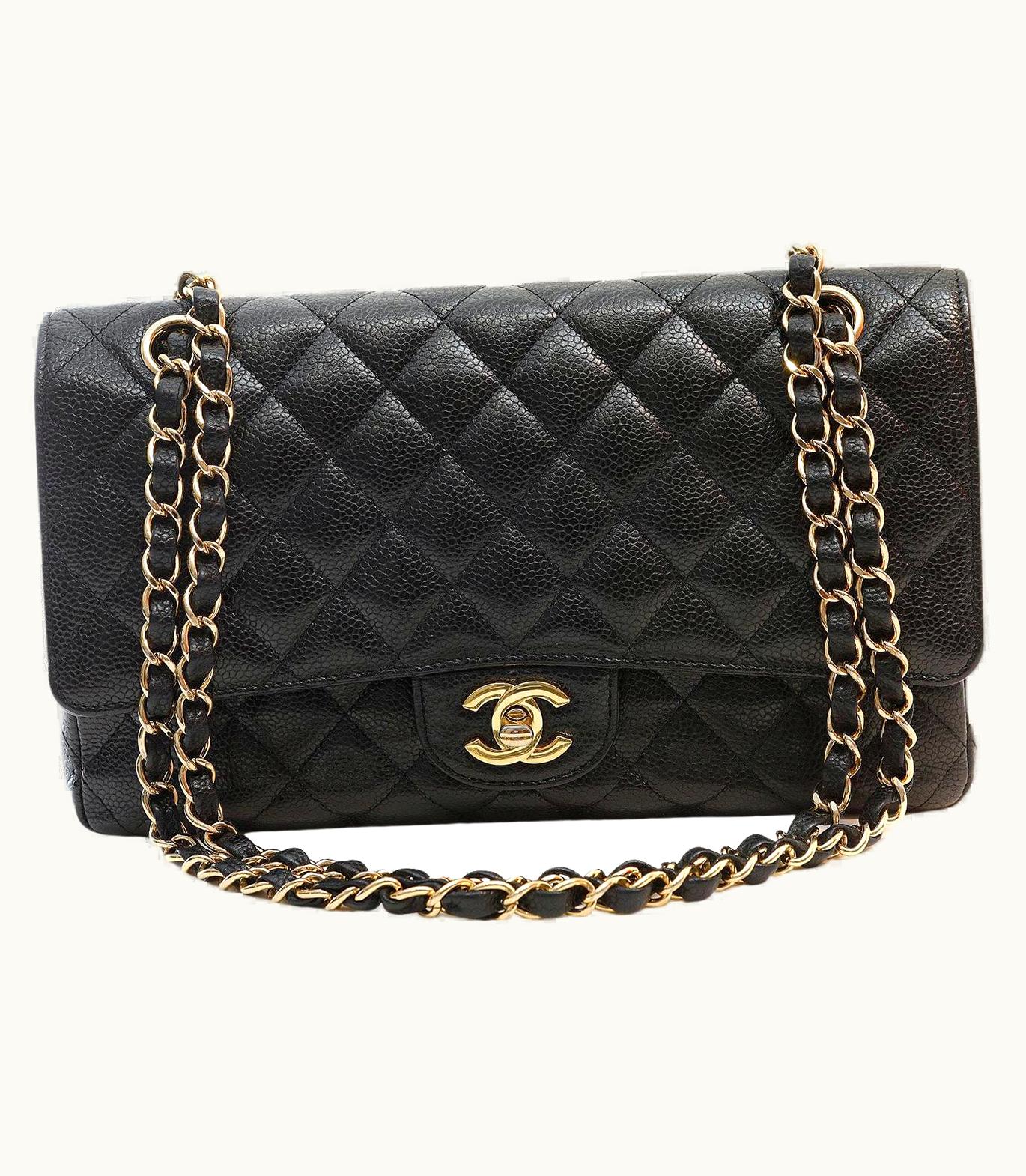 Chanel Chanel Black Caviar Medium Classic Flap With Gold Hardware