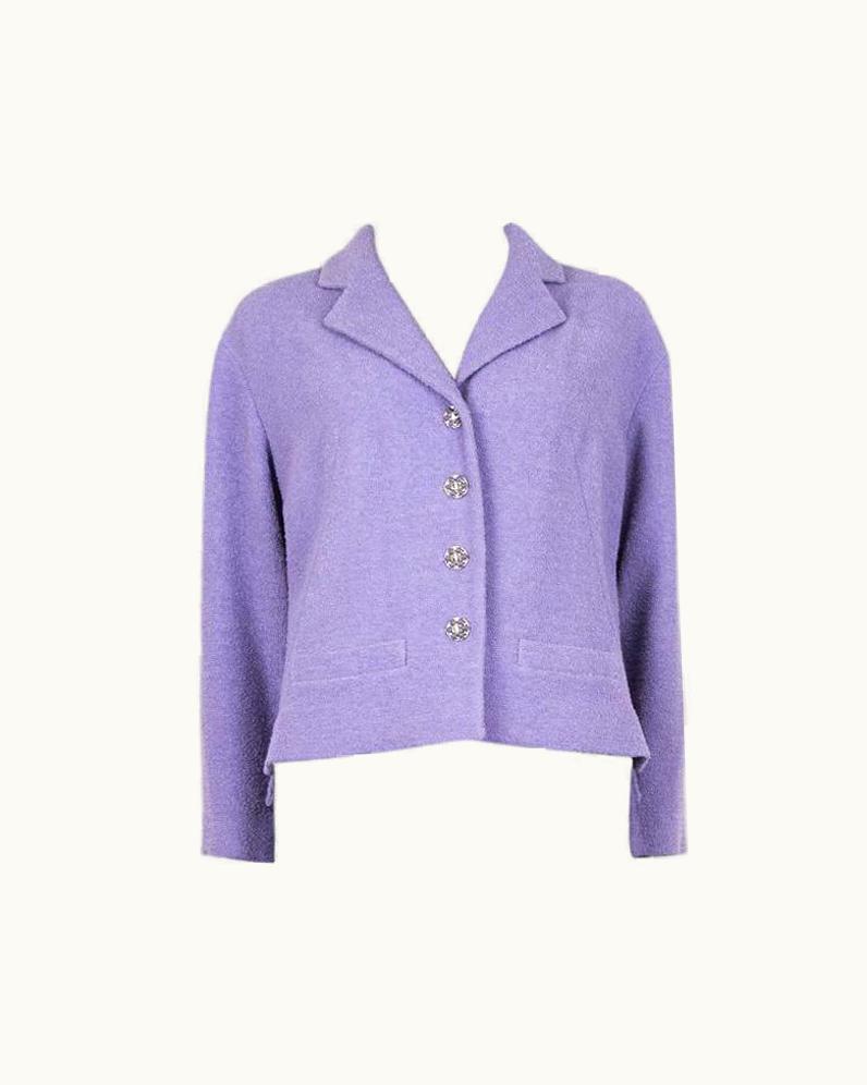 Chanel Chanel Lilac Purple Wool Tweed Short Blazer Jacket 48 Xxxl