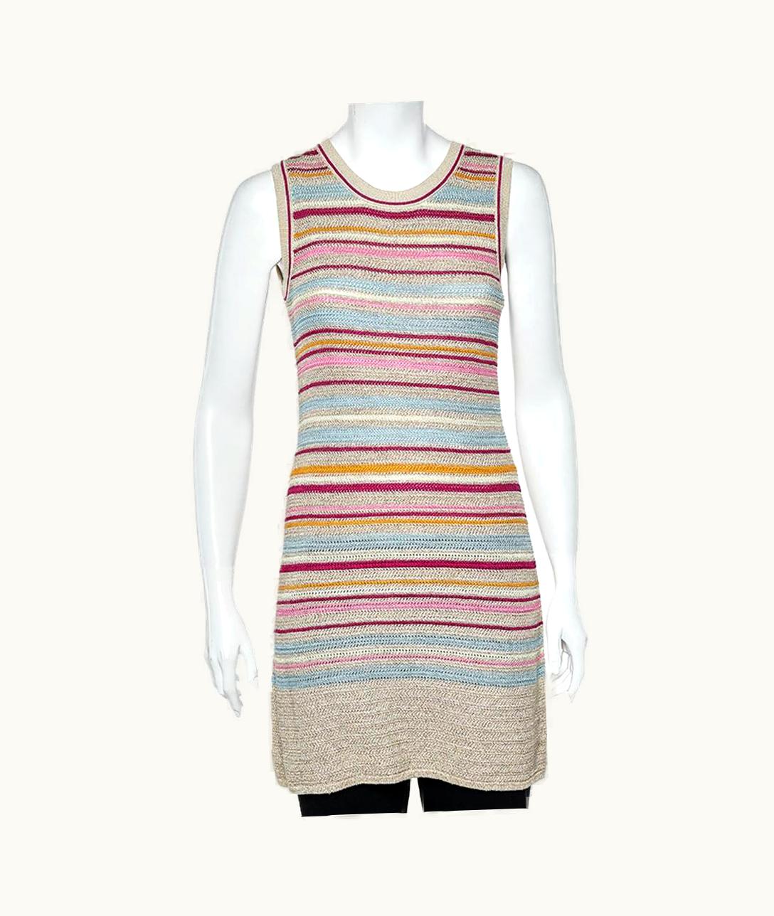 Chanel Chanel Multicolor Striped Cotton Knit Sleeveless Dress UZ0594097