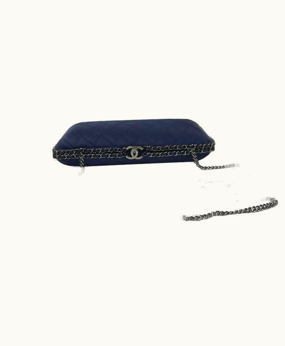 Chanel Chanel Minaudière Bag In Midnight Blue Silk Satin