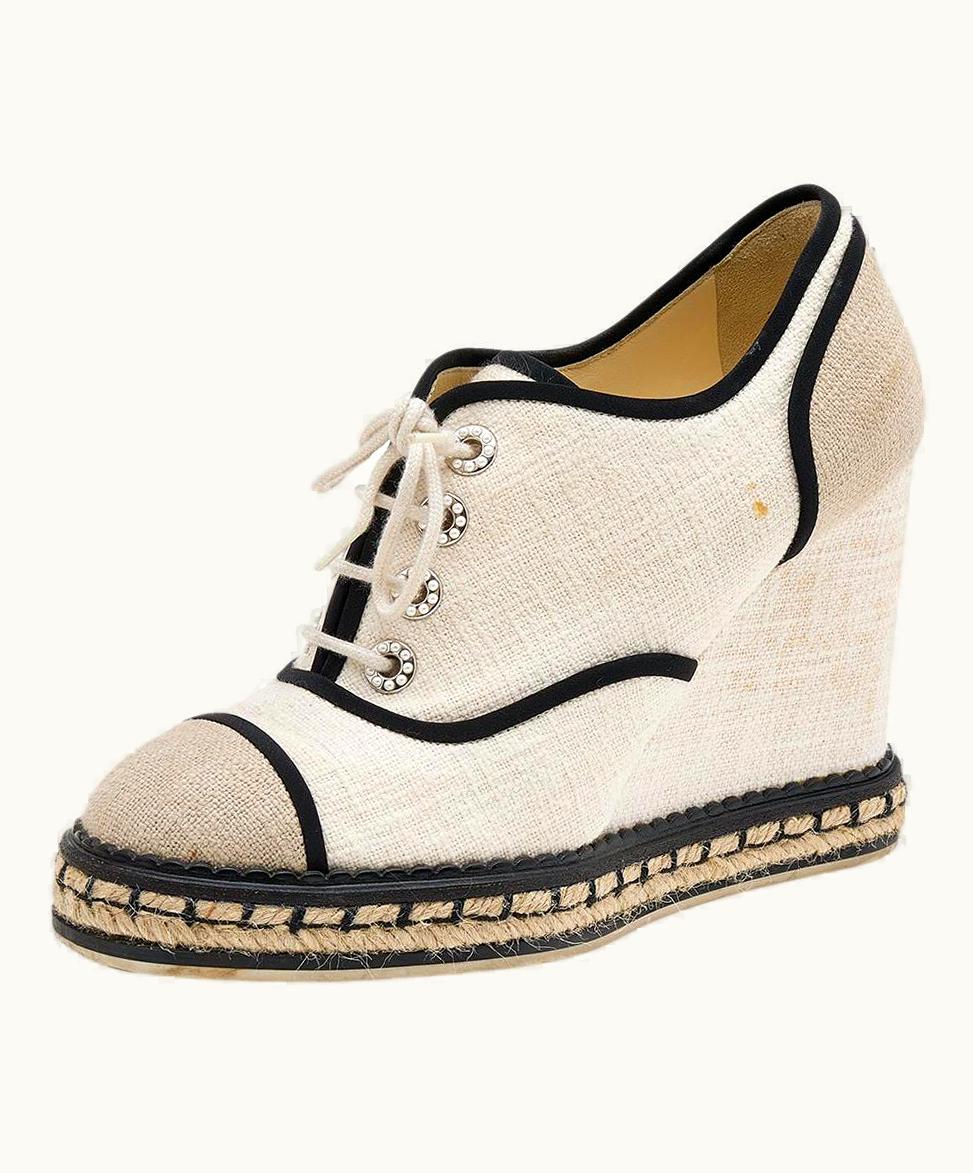 Chanel Chanel Multicolor Canvas Cc Wedge Sneakers