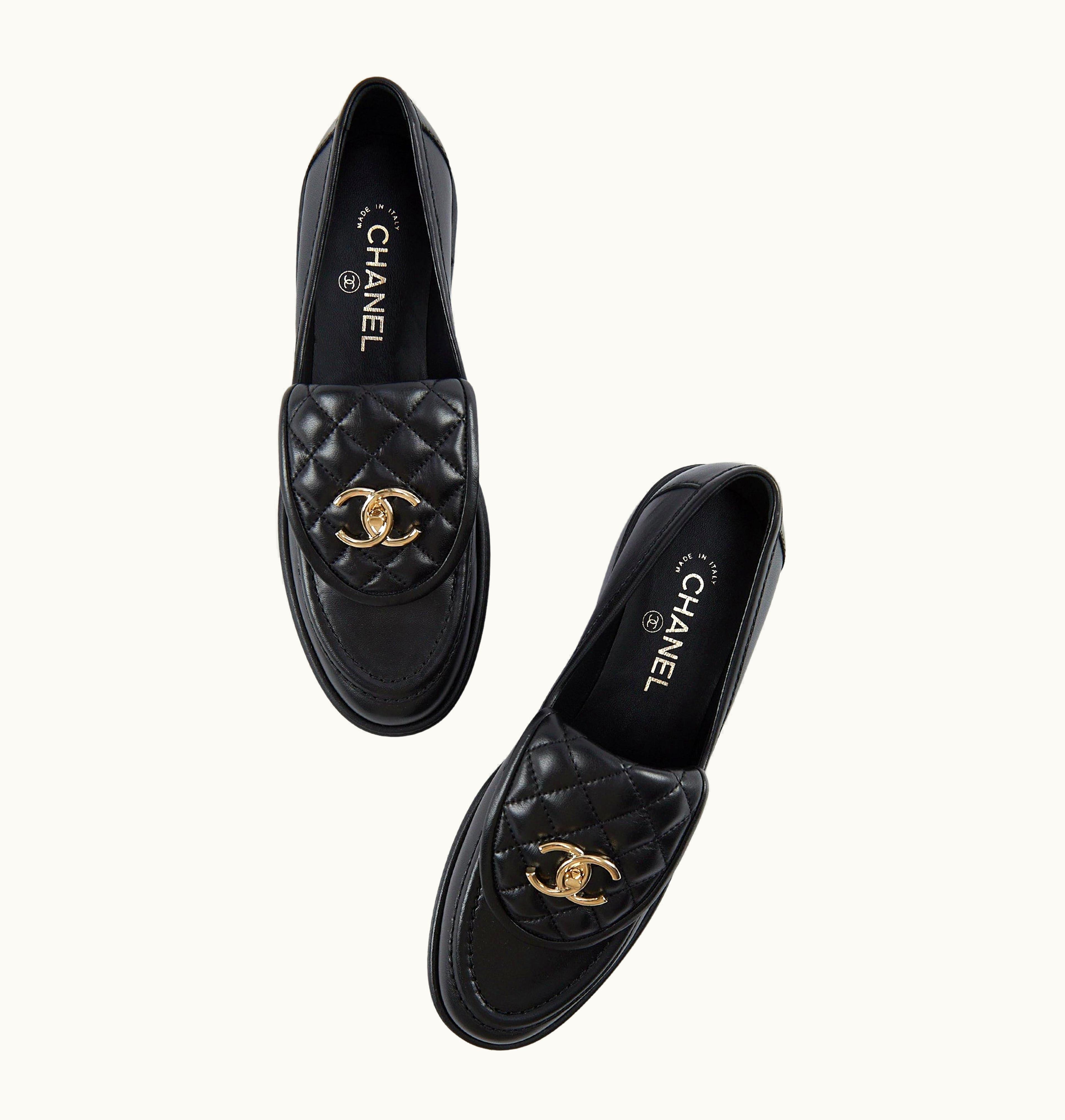Chanel Chanel Quilted Loafers Black With Champagne Hardware -  UZ0594118