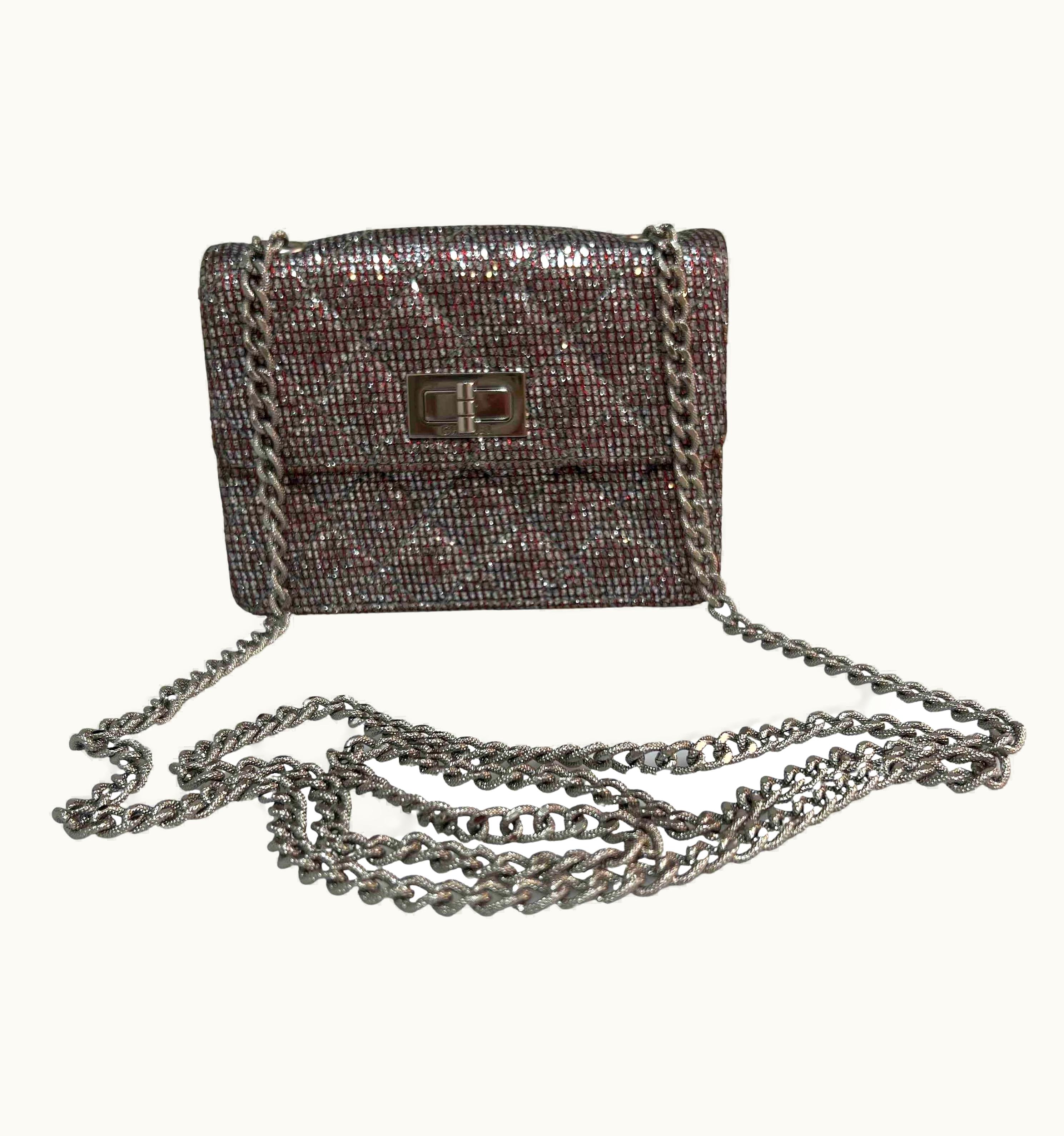 Chanel Chanel Mini 255 Bag In Pink And Silver Rhinestones