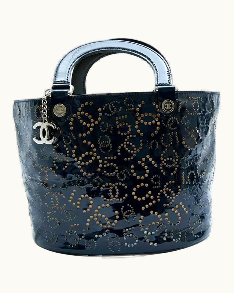 Chanel Chanel Bag In Perforated Navy Blue Patent Leather