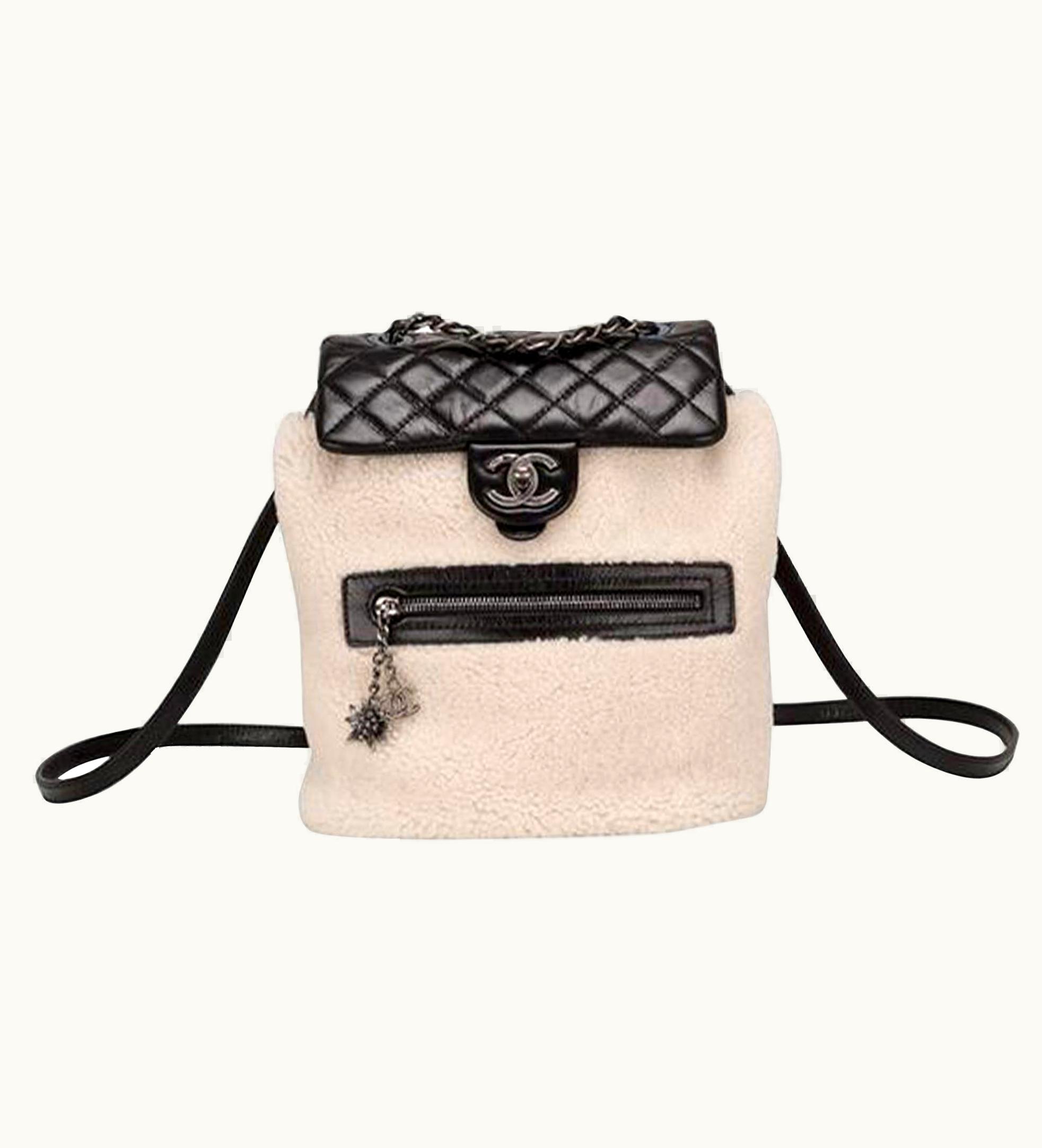 Chanel Chanel Paris-salzburg Mountain Limited Edition Black Shearlng & Leather Backpack