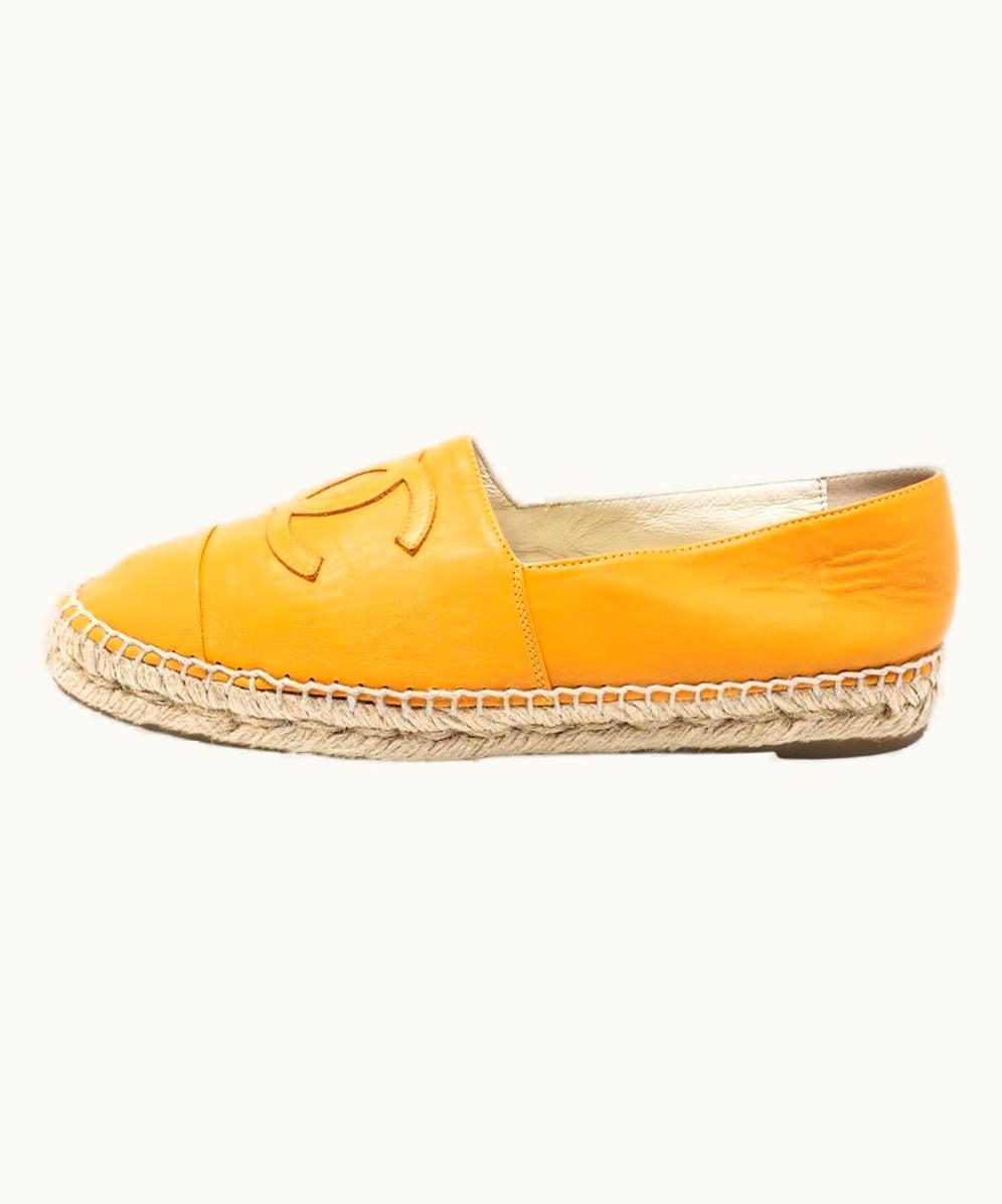Chanel Chanel Mustard Leather Cc Espadrille Flats