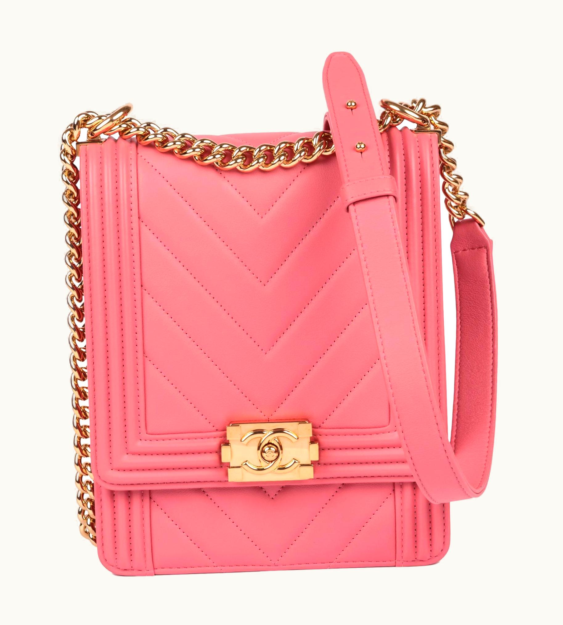 Chanel Chanel Pink Chevron Quilted Lambskin North-South Le Boy