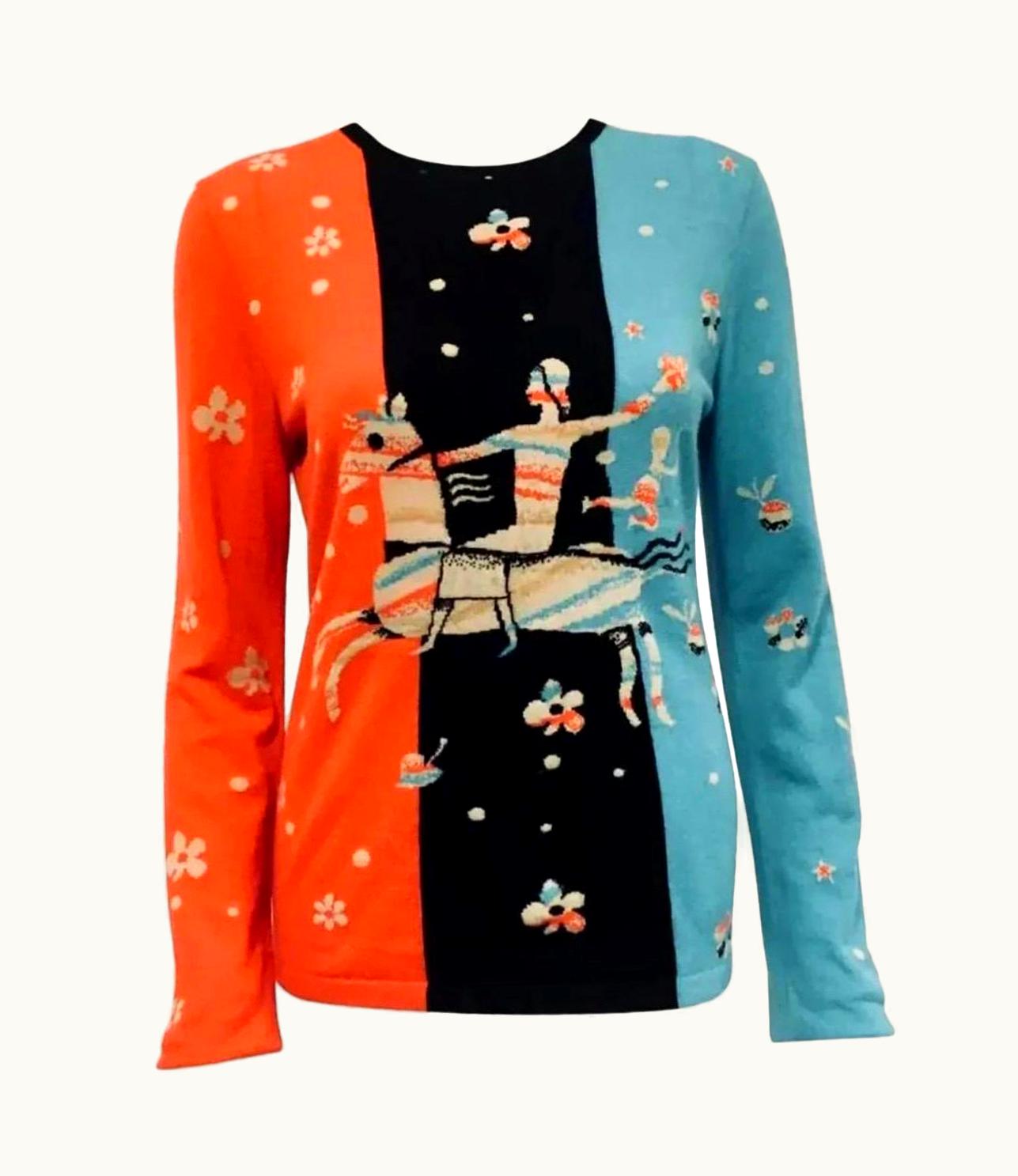 Chanel Chanel Multi Colored Cashmere Cupid & Man On Horse Sweater