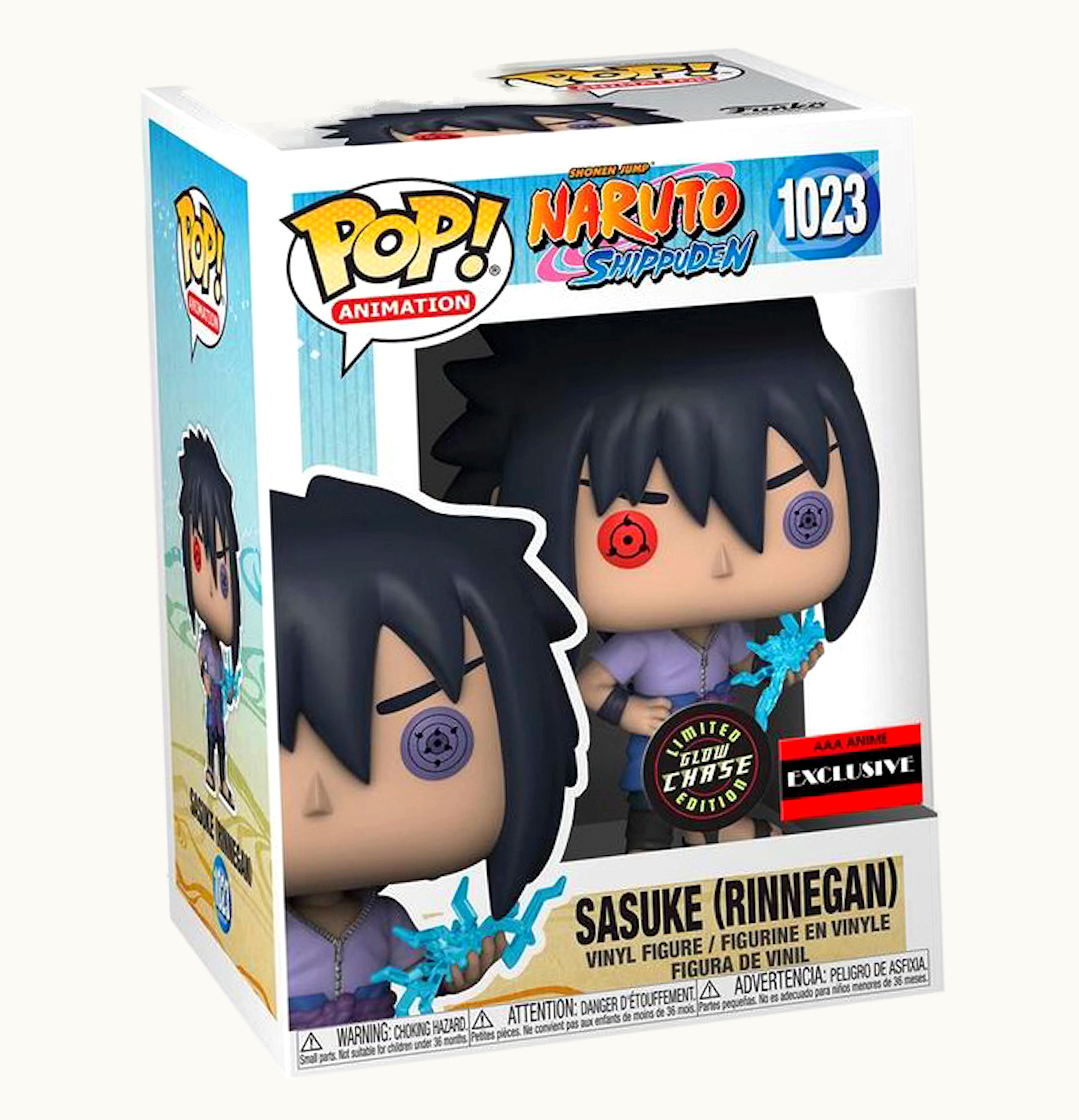Funko Funko Pop Animation Naruto Shippuden Sasuke Rinnegan Glow Chase AAA Anime Exclusive Figure 1023