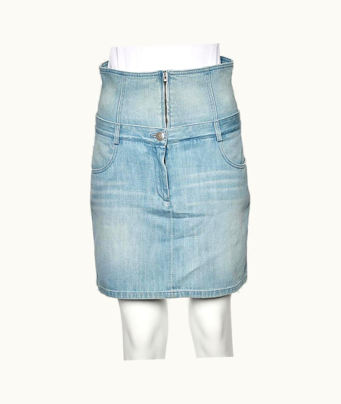 Chanel Chanel Blue Denim High Waisted Mini Skirt