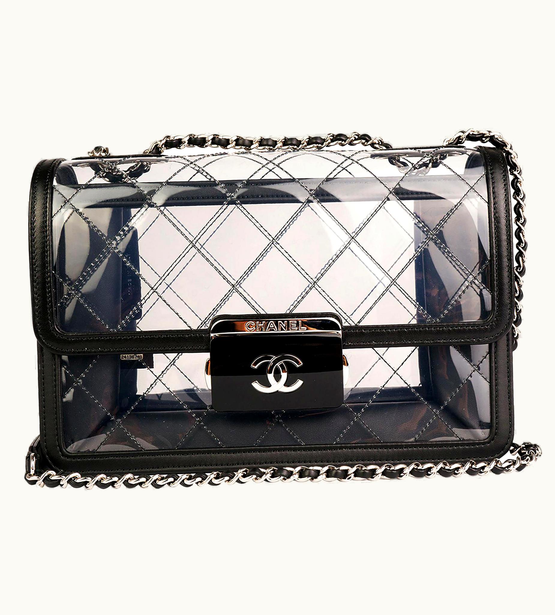 Chanel Chanel Classic Flap Naked Beauty Lock Clear Transparent Pvc Crossbody Bag