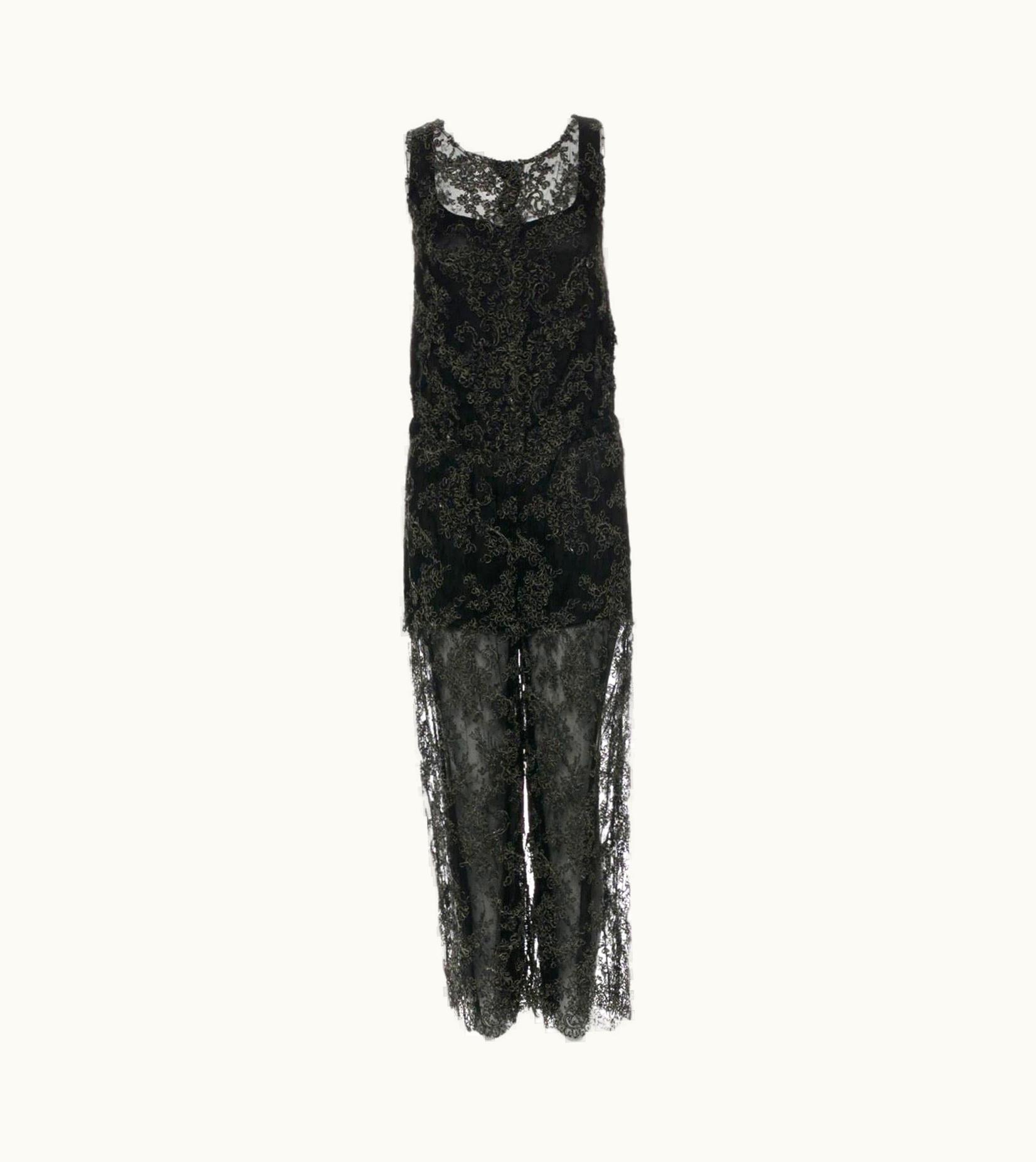 Chanel Chanel Black Lace Embroidery Evening Jumpsuit Overall