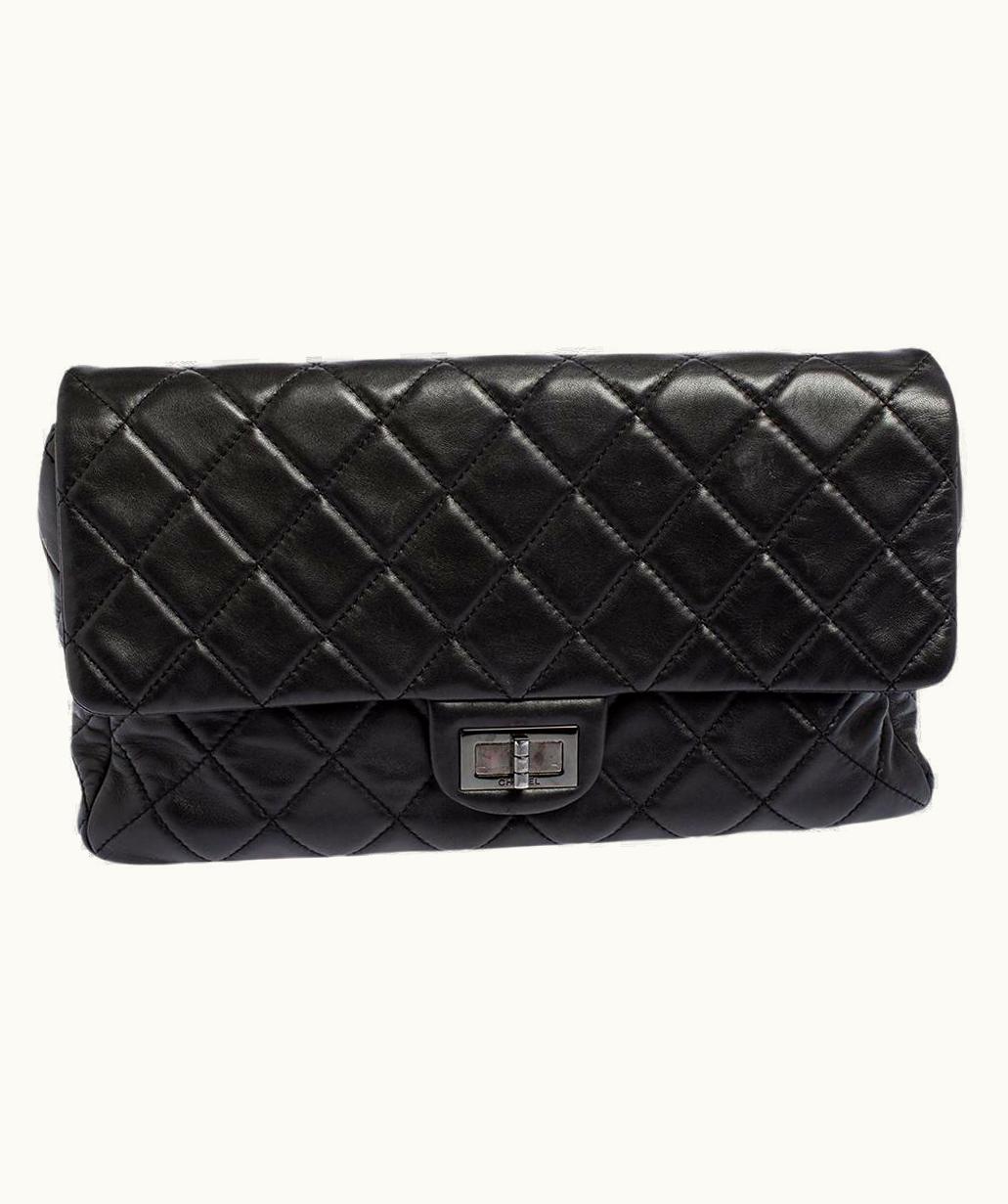 Chanel Chanel Black Quilted Leather Reissue Double Sided Flap Clutch