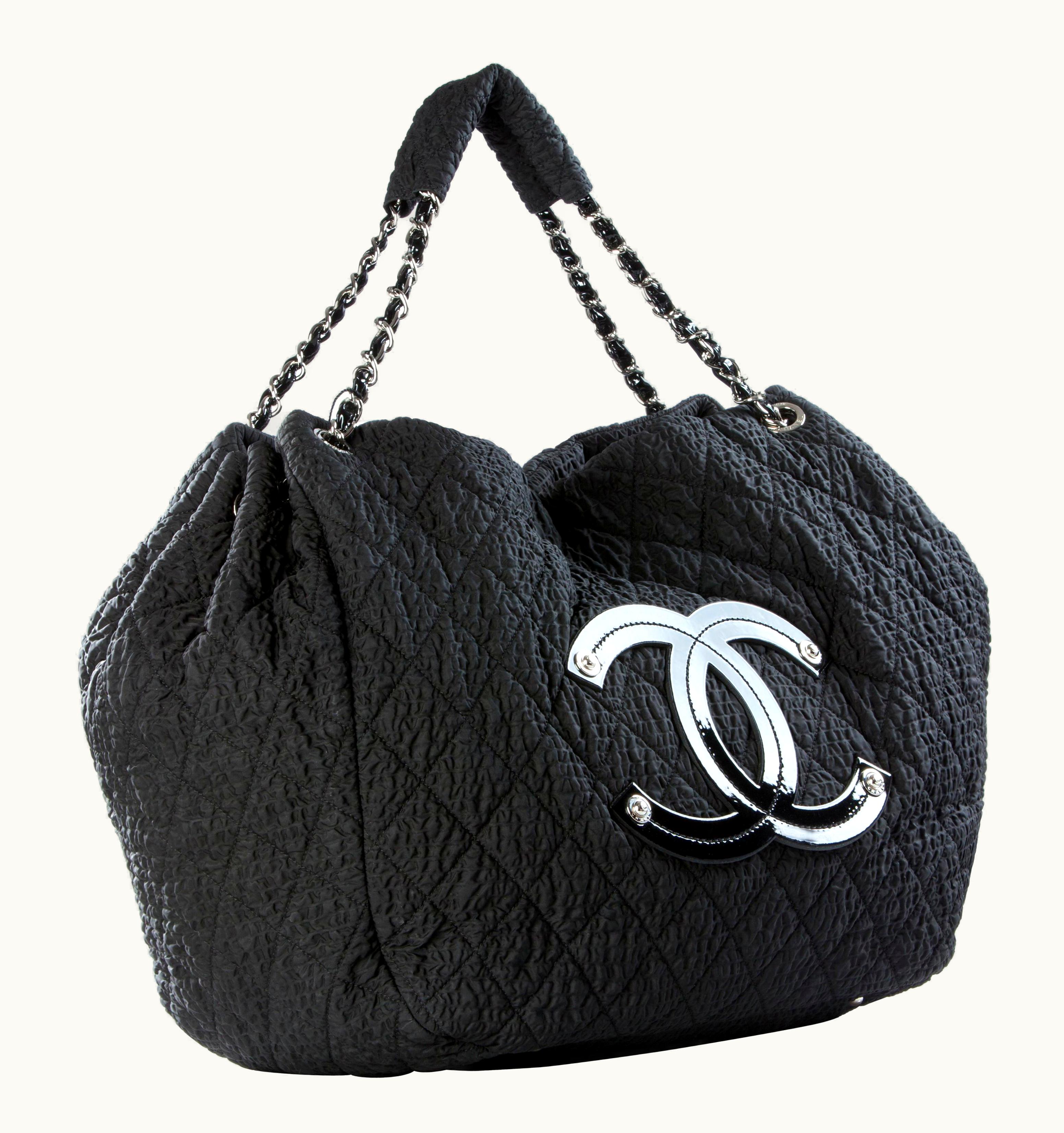 Chanel Chanel Coco Cabas Overnight Tote Black Microfiber Nylon Weekend Bag