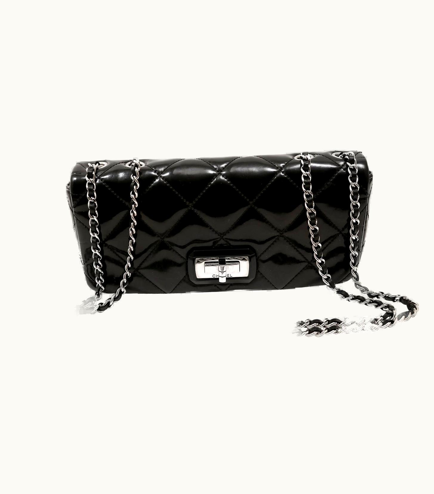 Chanel Chanel Black Patent Leather East West Reissue Flap Bag