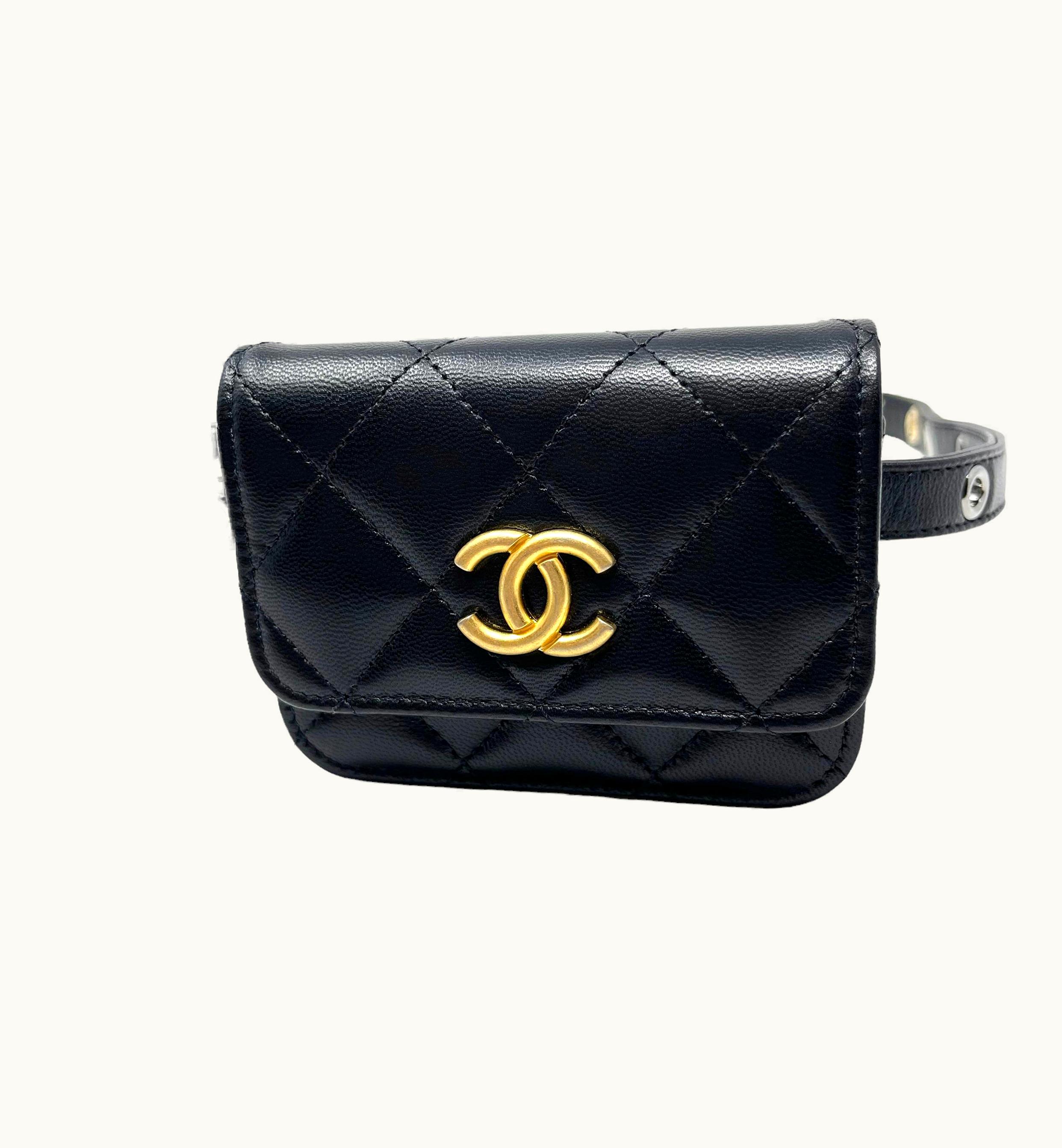 Chanel Chanel Black Quilted Leather Waist Bag Belt Bag