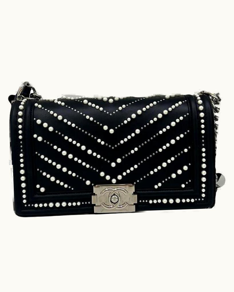 Chanel Chanel Medium Boy Bag - Black With Pearl Detail