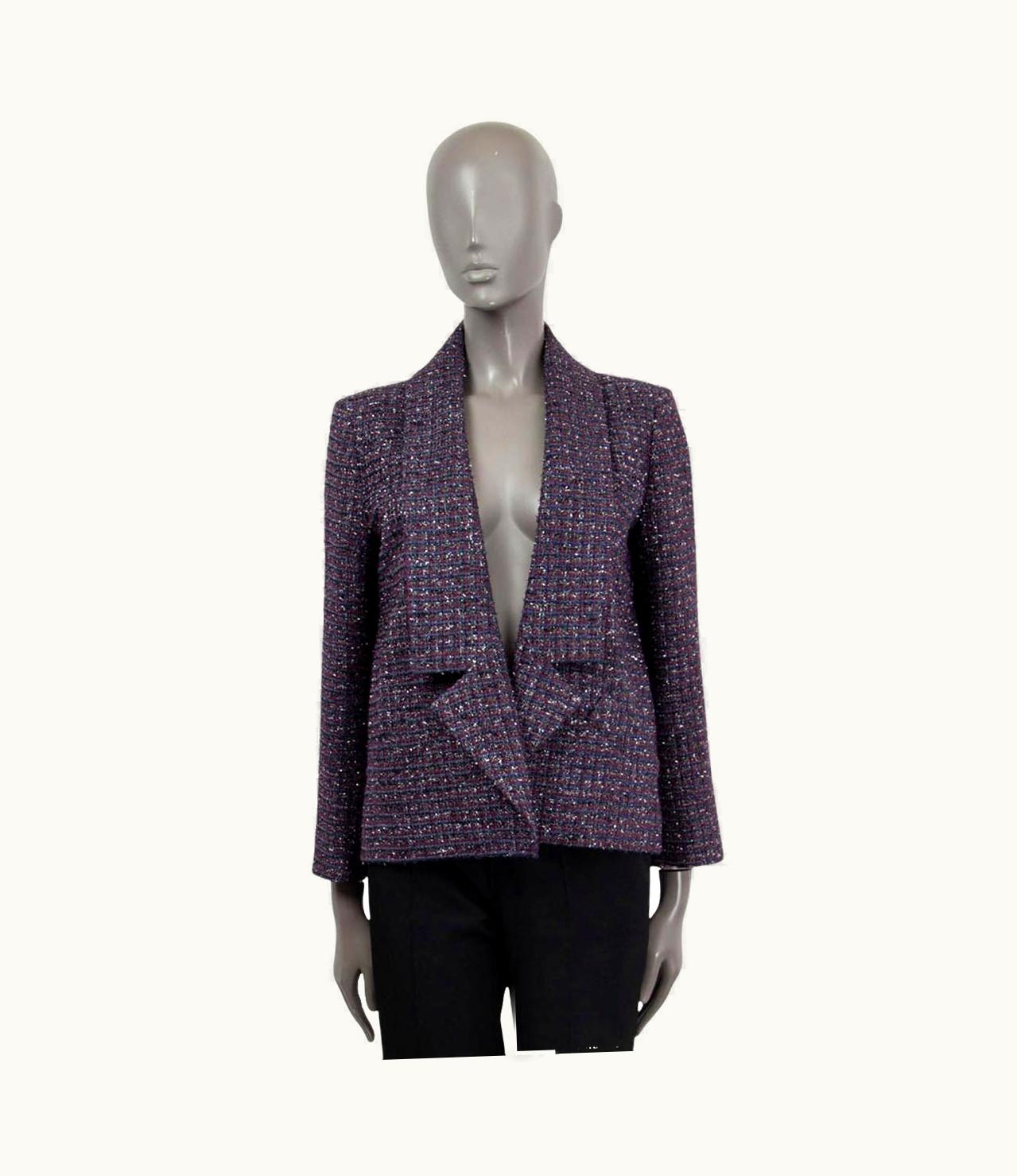 Chanel Chanel Purple 2014 14b Open Lurex Tweed Jacket