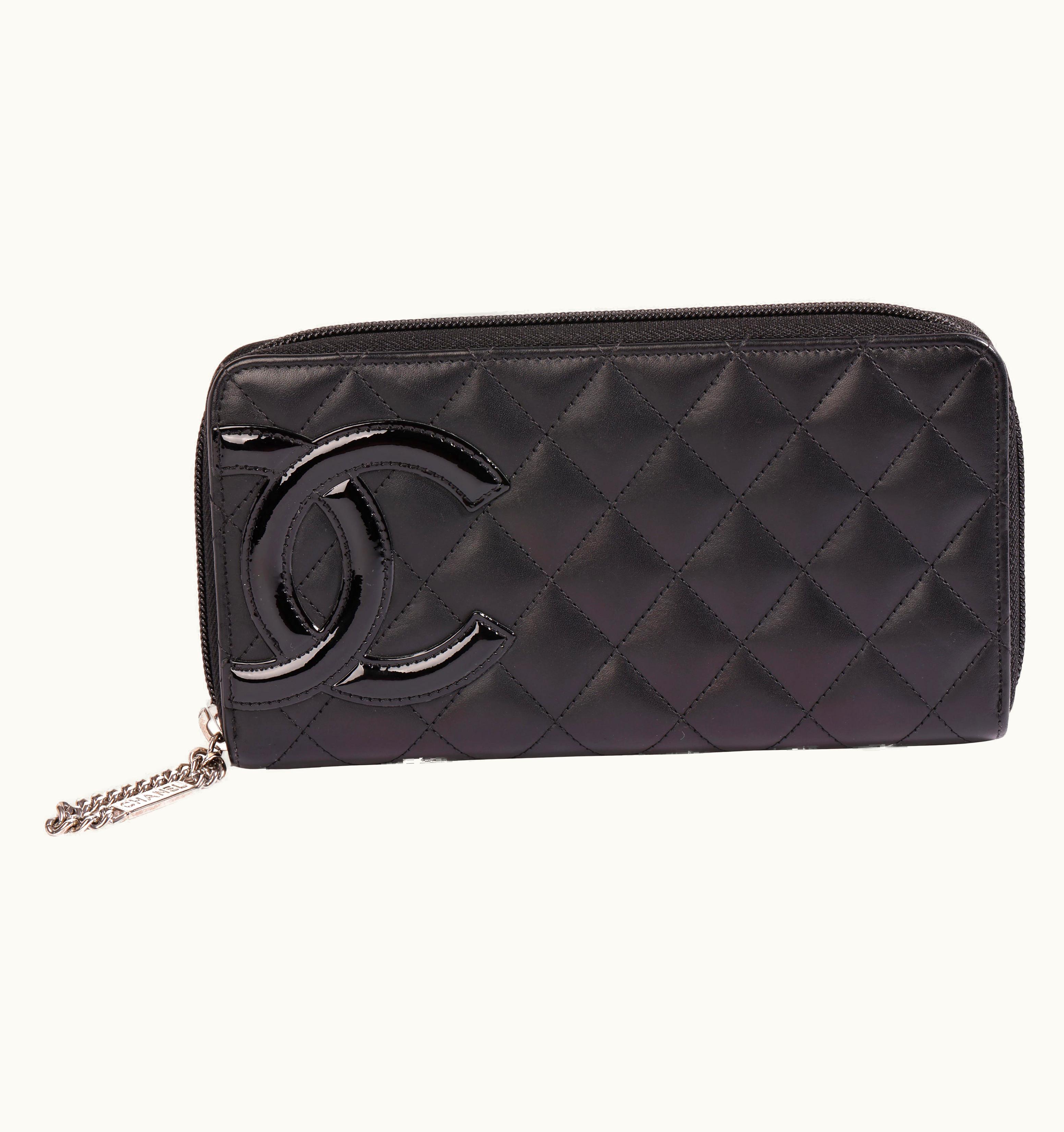 Chanel Chanel Black Lambskin & Patent Leather Ligne Cambon Long Wallet