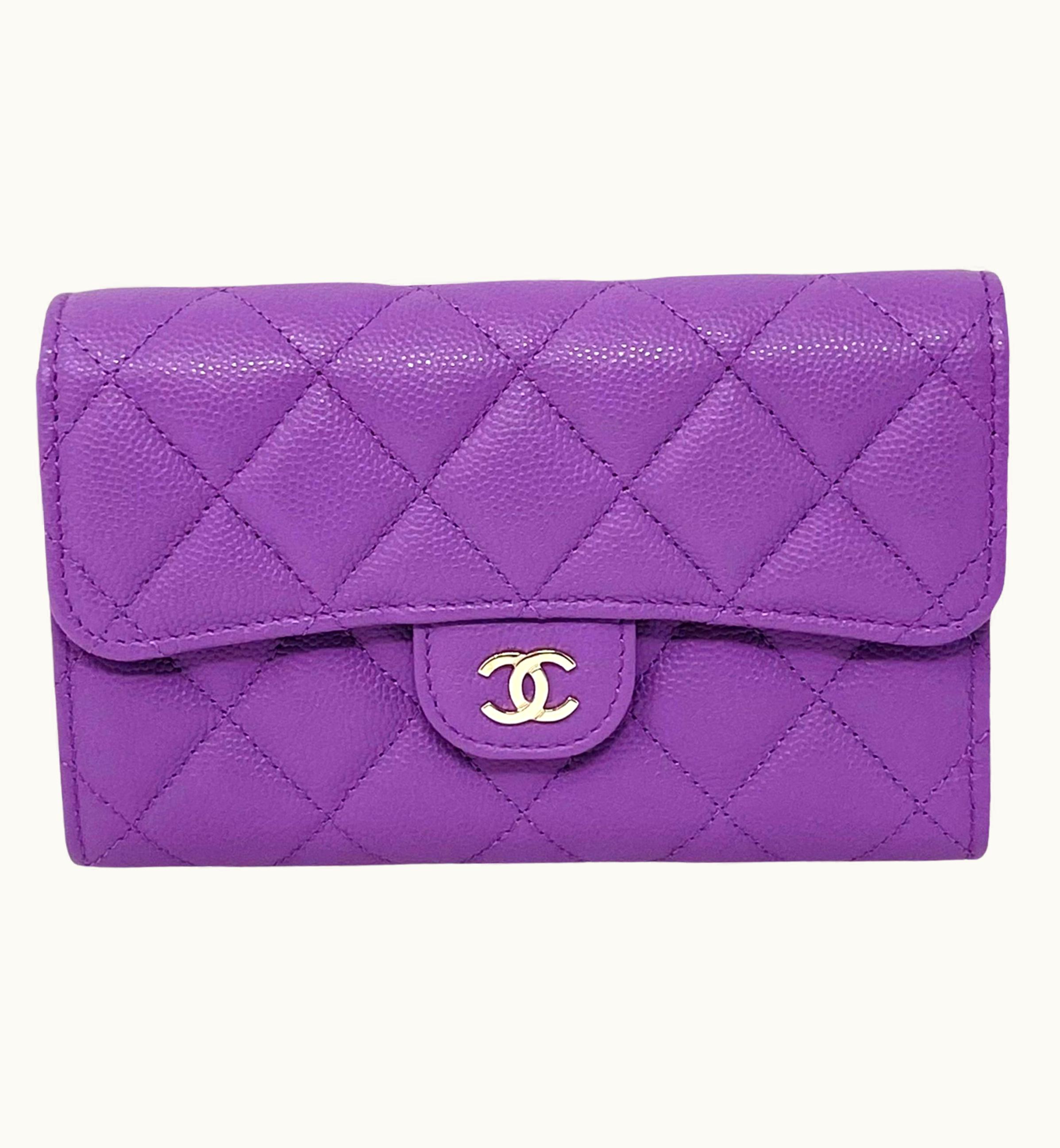 Chanel Chanel Purple Quilted Leather Long Wallet Clutch Bag