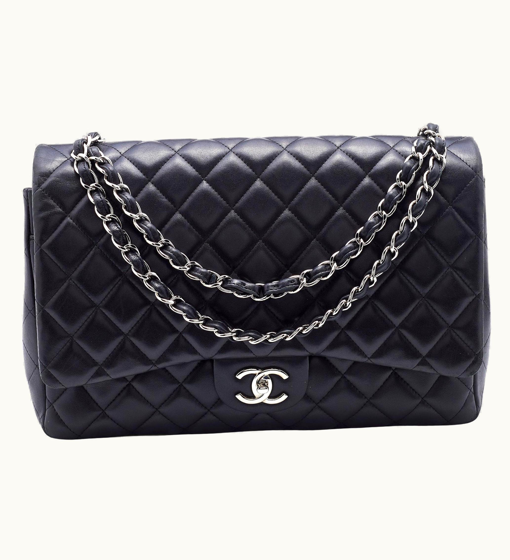 Chanel Chanel Maxi Classic Double Flap Bag in Black Quilted Leather