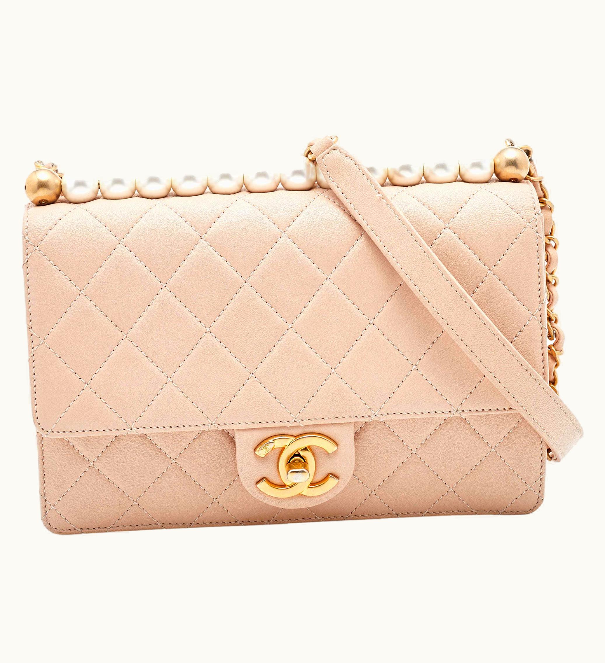 Chanel Chanel Beige Quilted Leather Medium Chic Pearls Flap Bag