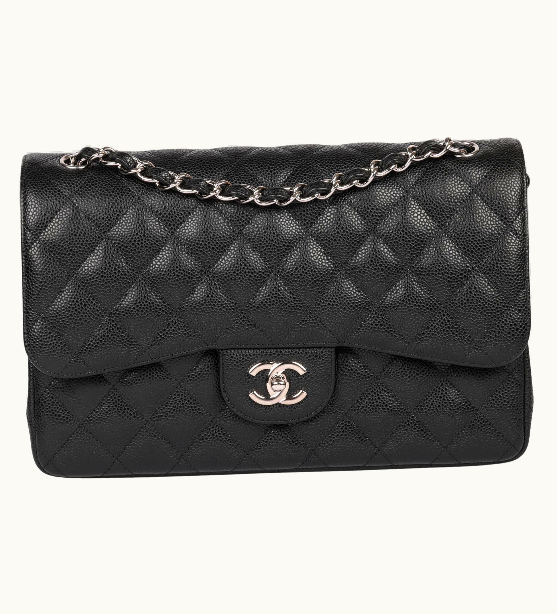 Chanel Chanel Black Quilted Caviar Leather Jumbo Classic Double Flap Bag UZ0594239