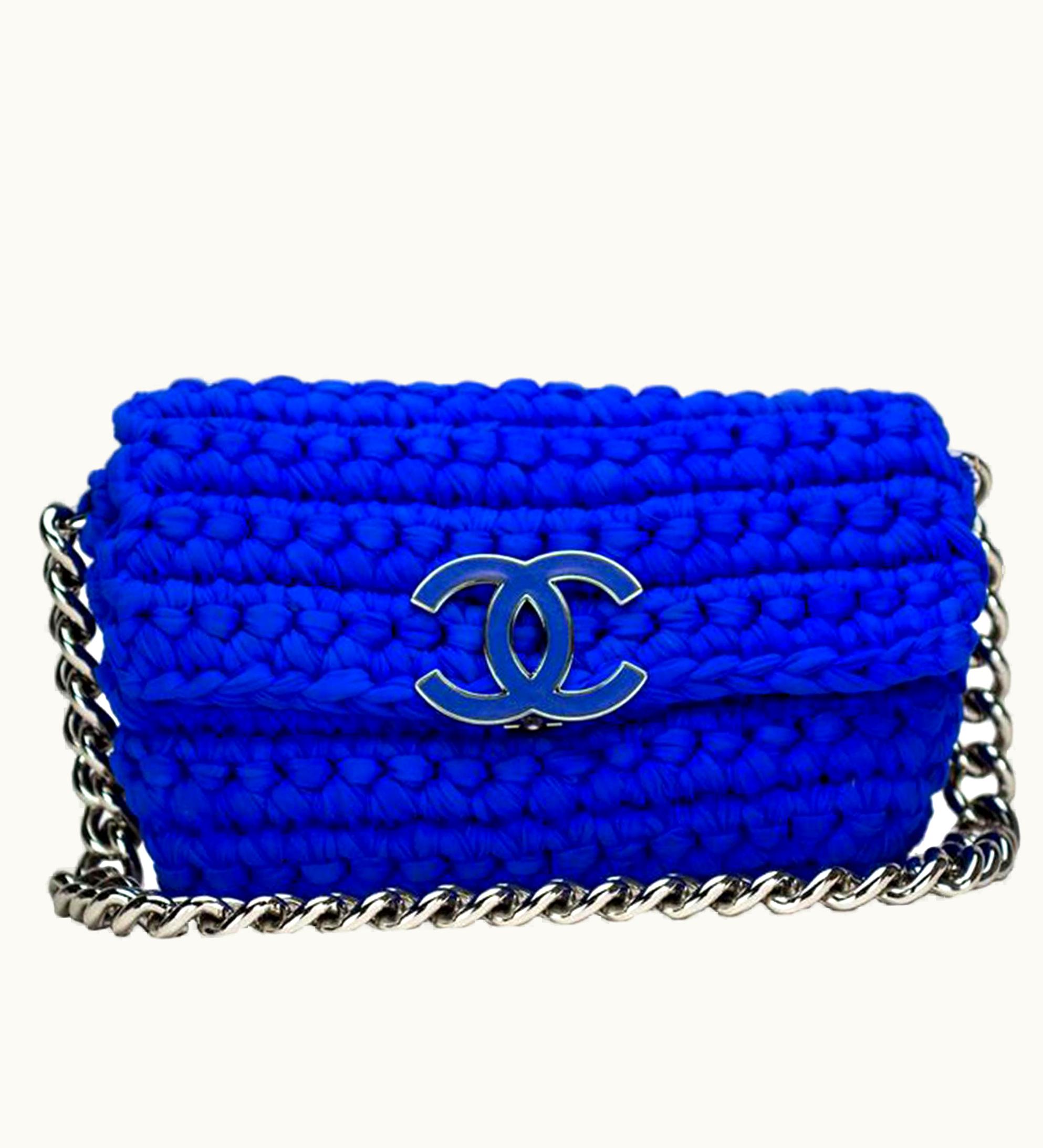 Chanel Chanel Classic Flap Electric Crochet Collectors Blue Cloth Shoulder Bag