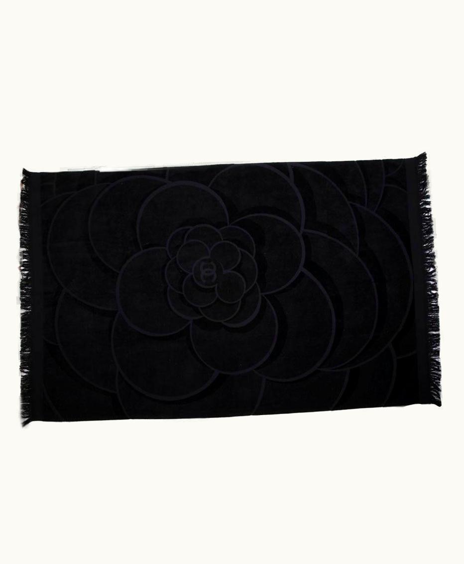 Chanel Chanel Beach Towel In Black Cotton With A Camellia