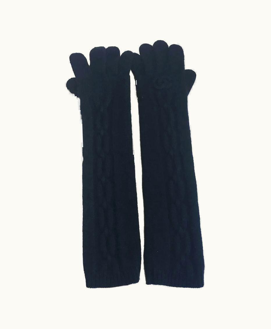 Chanel Chanel Long Gloves In Black Cashmere .5 Eu