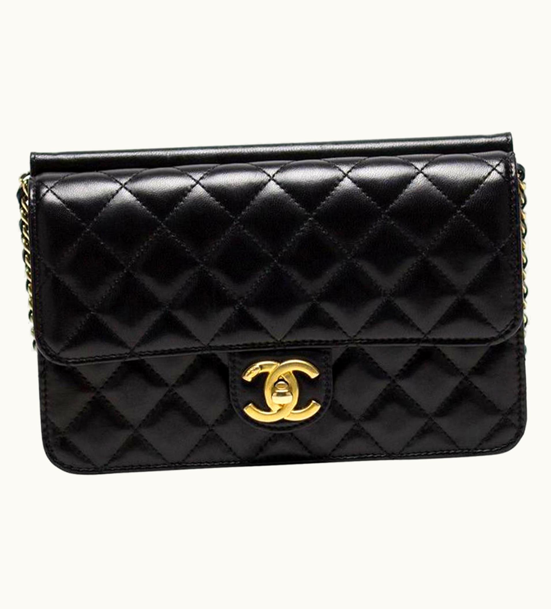 Chanel Chanel Classic Flap Quilted Black Lambskin Leather Cross Body Bag