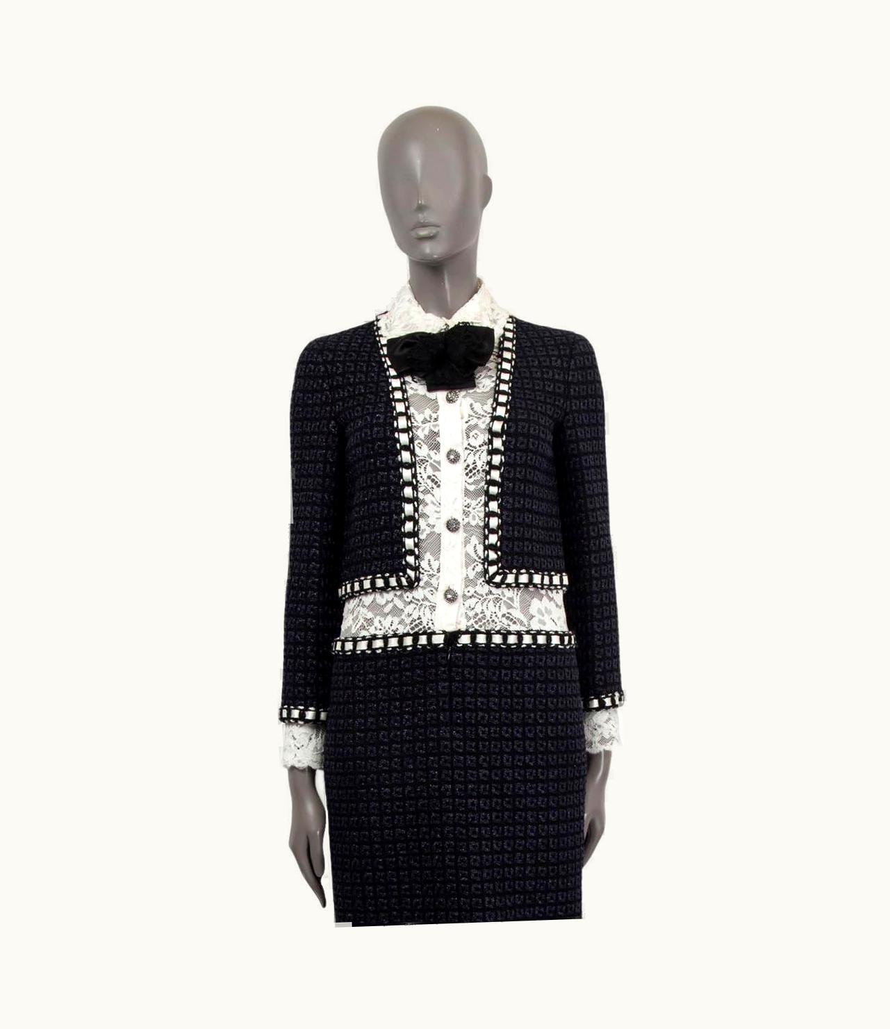 Chanel Chanel Black 2016 16a Rome Lace & Boucle Shirt Dress