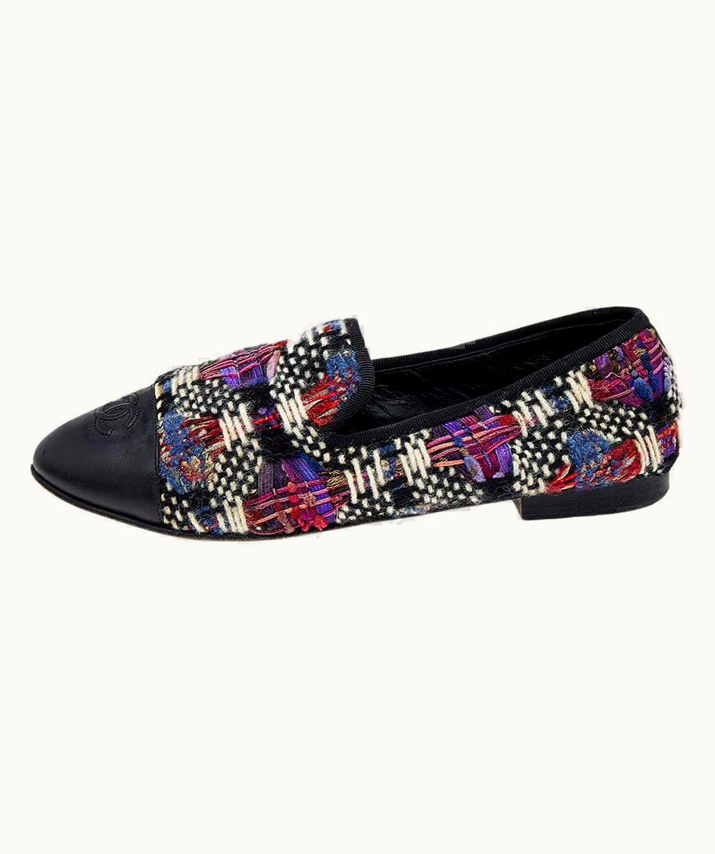 Chanel Chanel Multicolor Printed Tweed And Leather Loafers UZ0594294