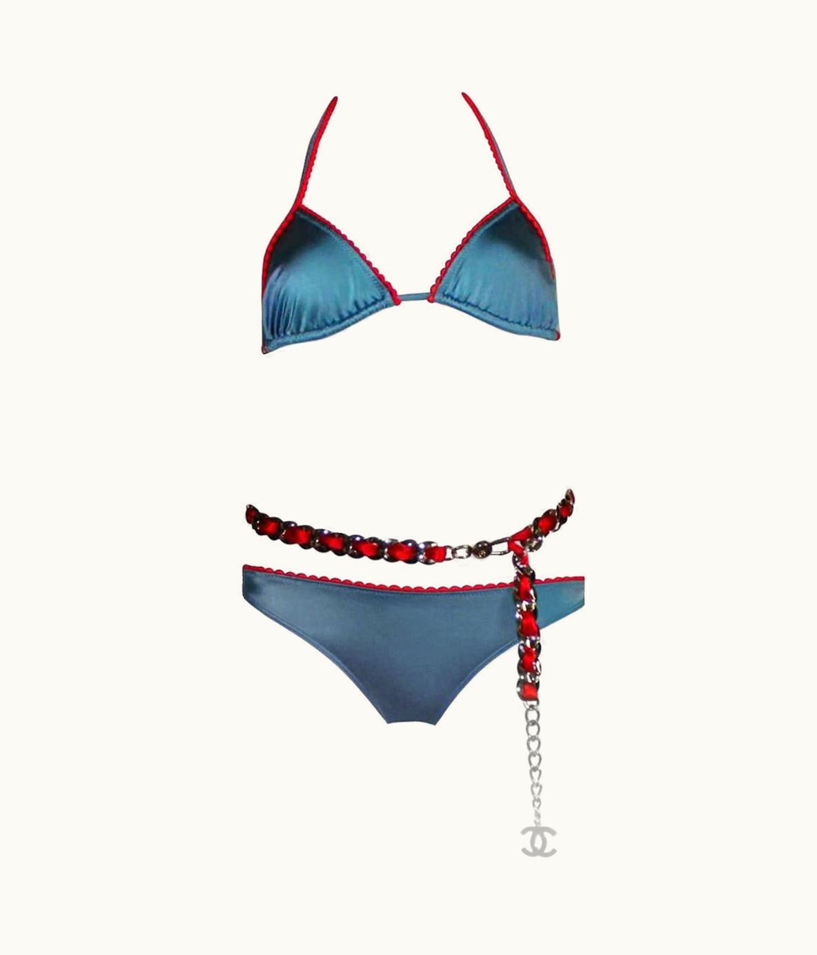 Chanel Chanel Signature 2-Piece Top Bottom Bikini Swimsuit Swimwear